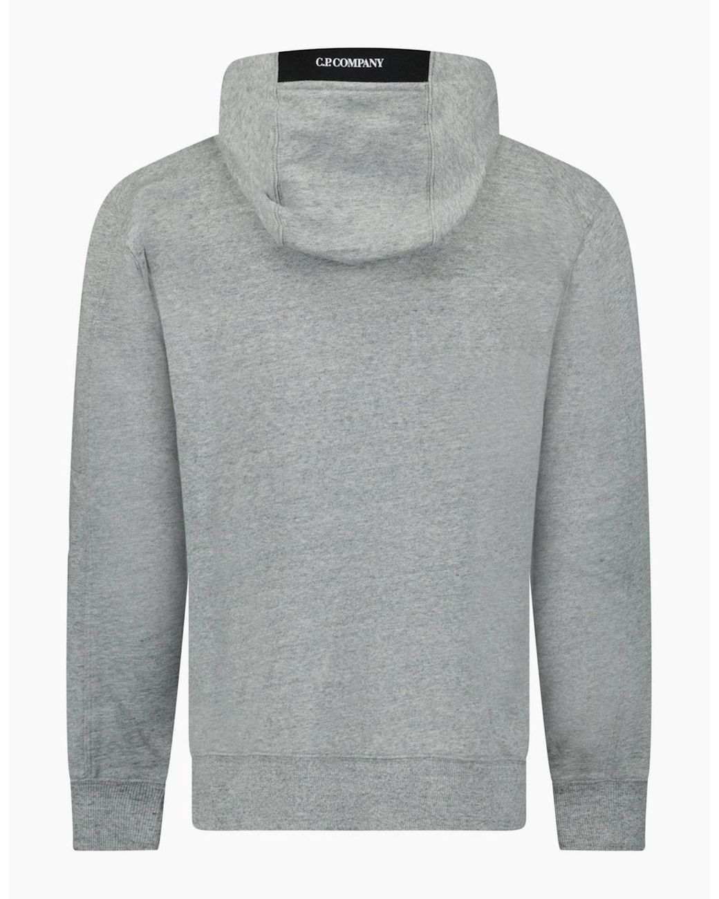 C P Company Gray Micro Lens Diagonal Raised Hoodie Stone for men