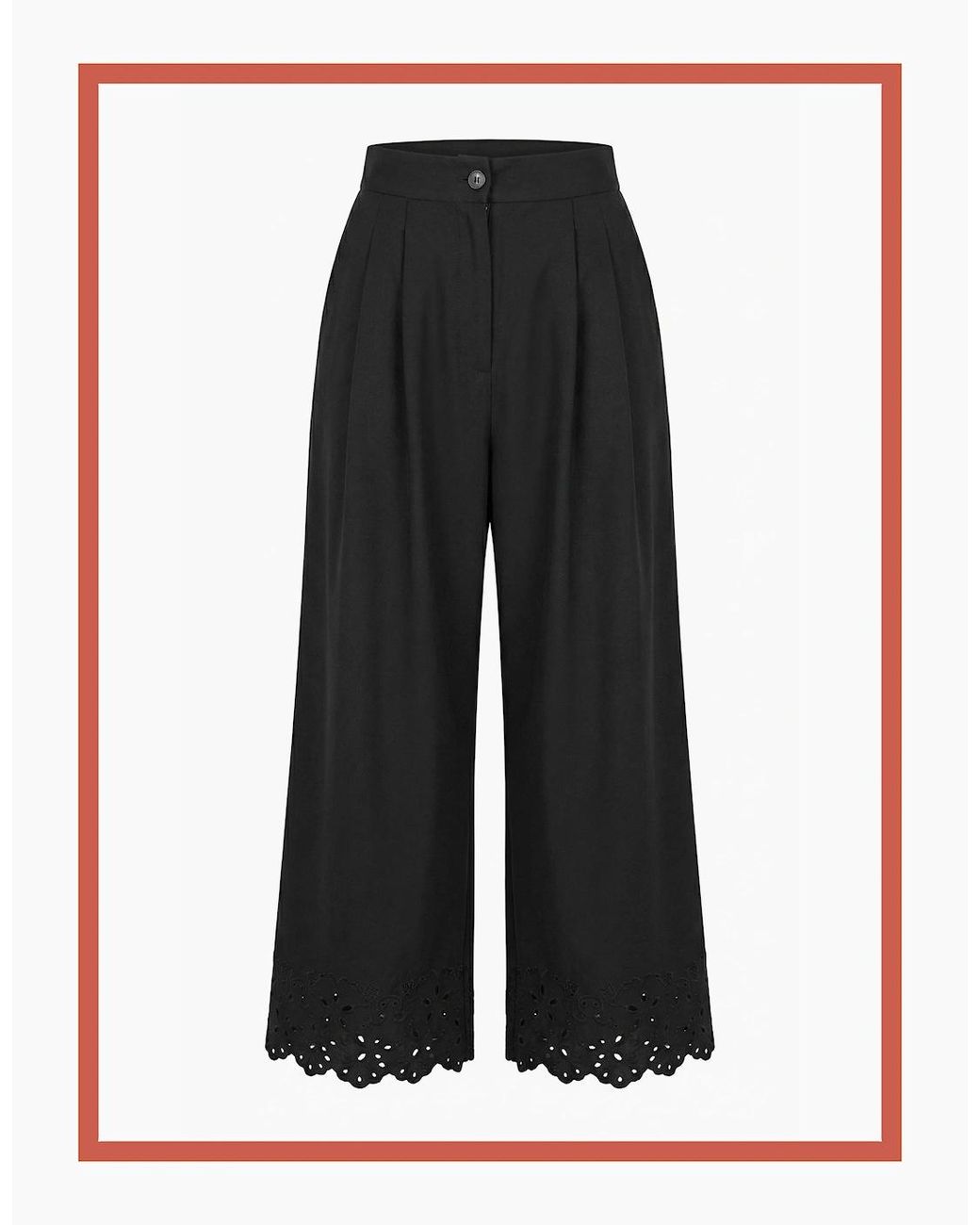 Nooki Design Black Sirena Embroidered Cutwork Trouser