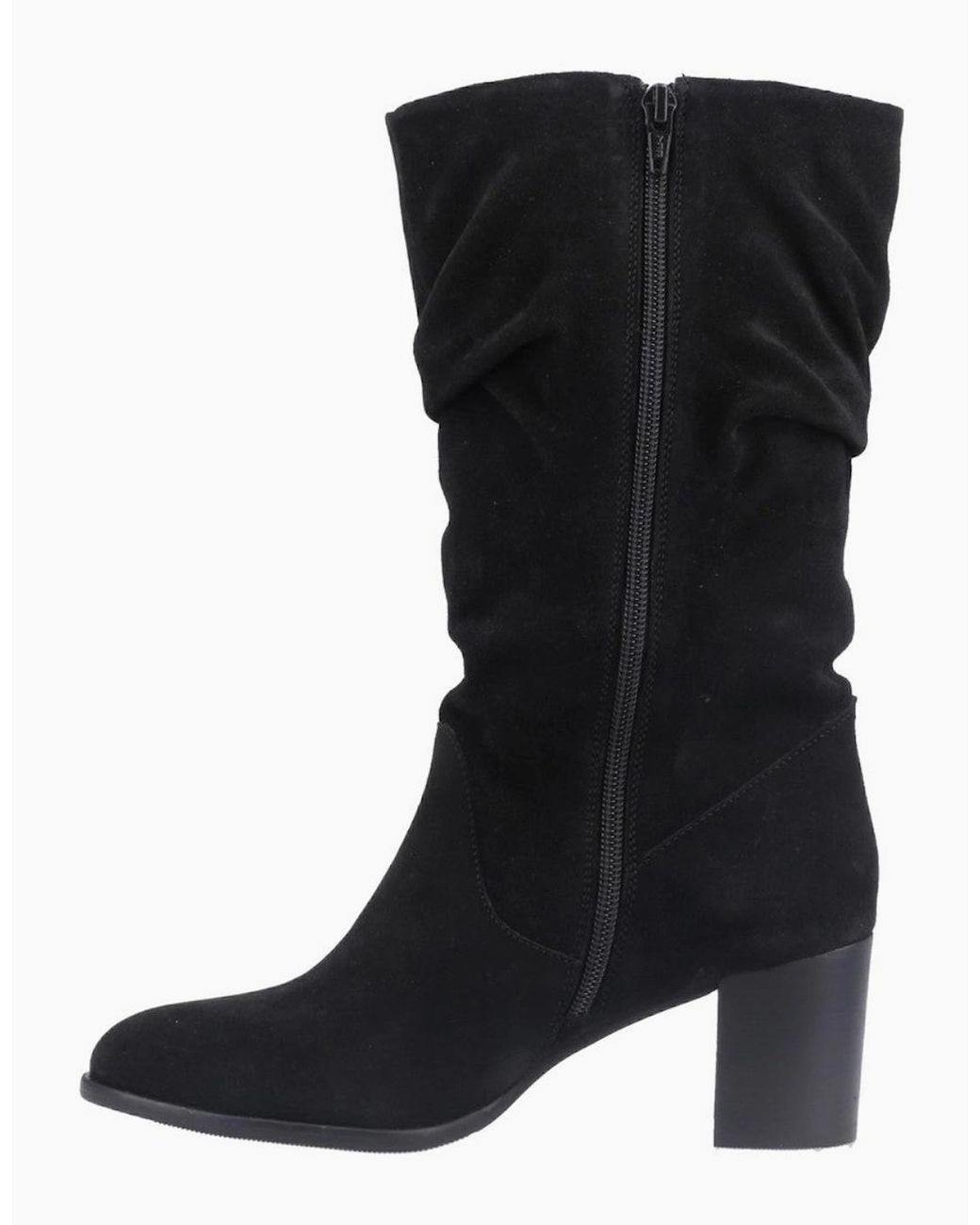 Hush Puppies Black Cosima Ruched Boot Tall Boots
