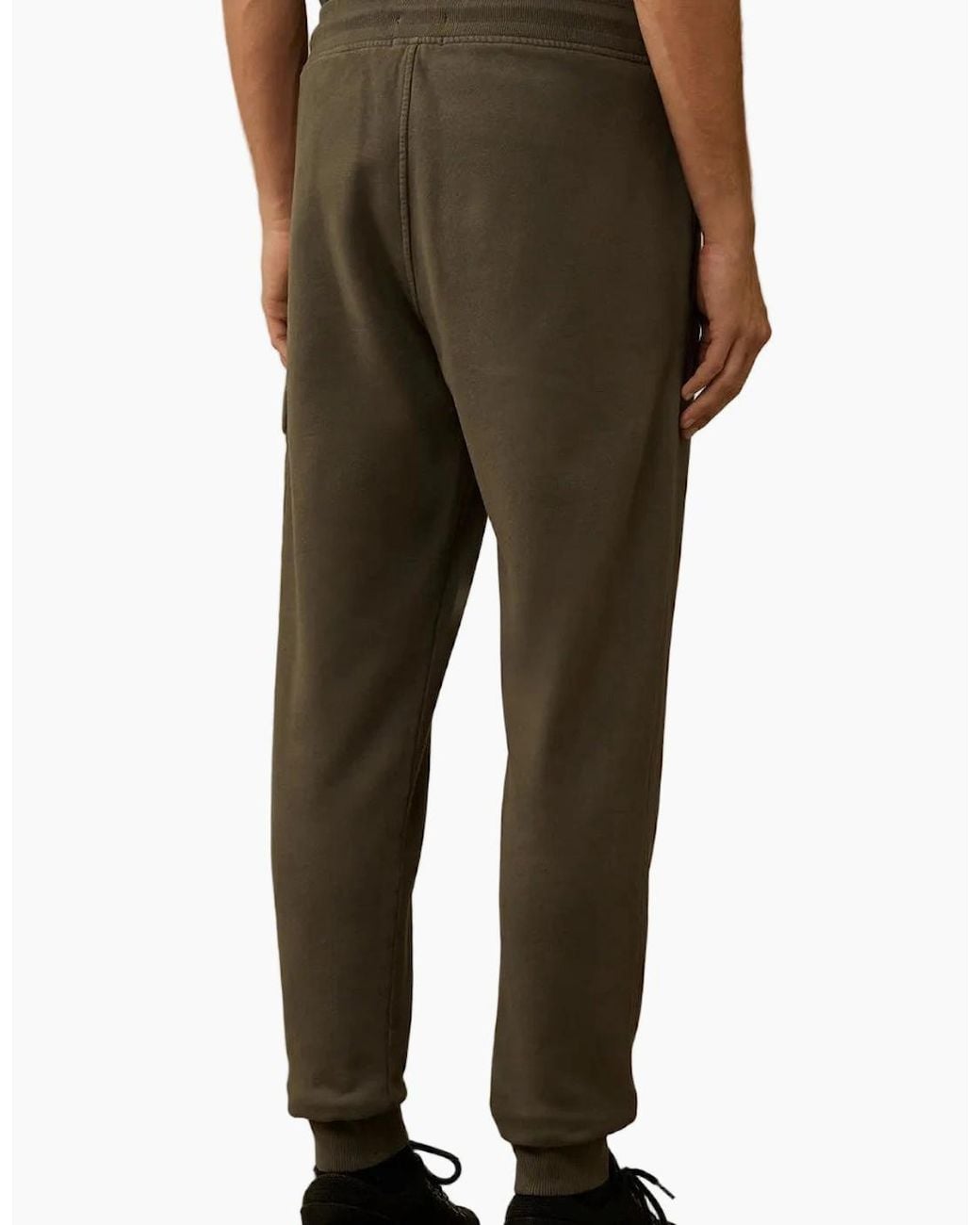C P Company Green Resist Dyed Diagonal Fleece Lens Sweatpants for men