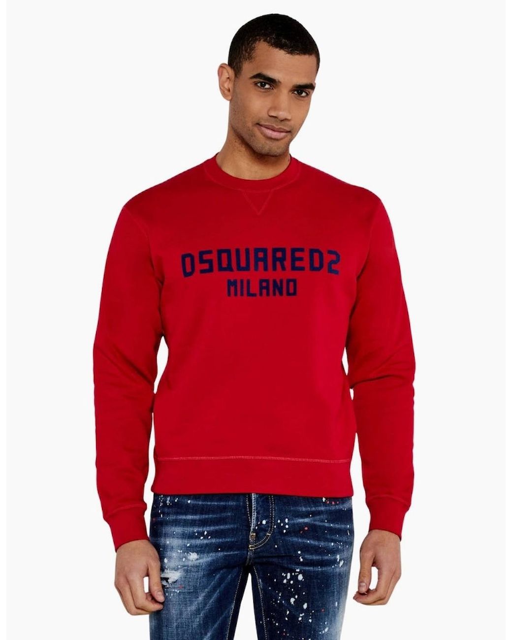 DSquared² Red Cool Fit Milano Crew Neck Jumper for men