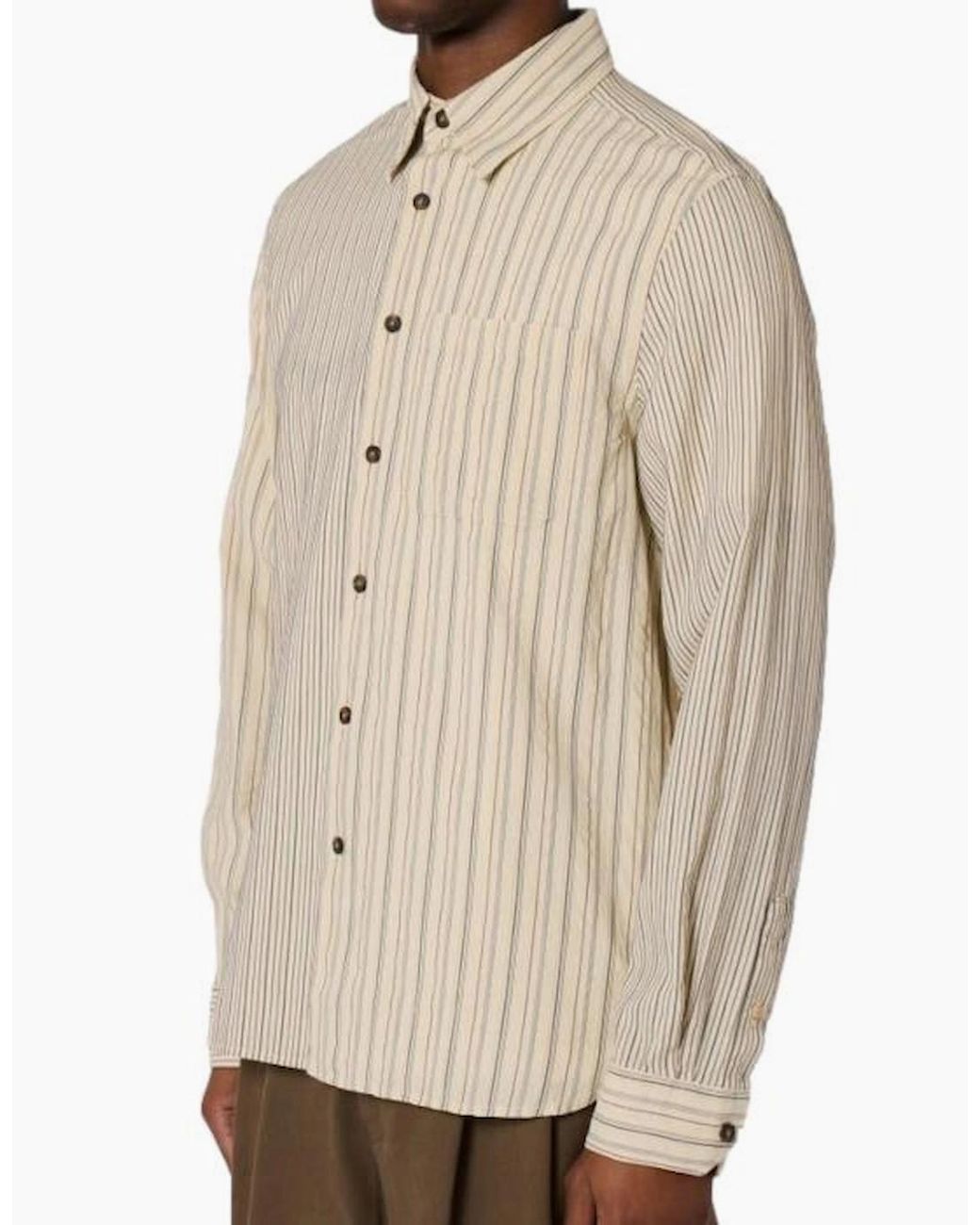 Paul Smith Natural Ps Cut & Sew Stripe Shirt 02 Off for men