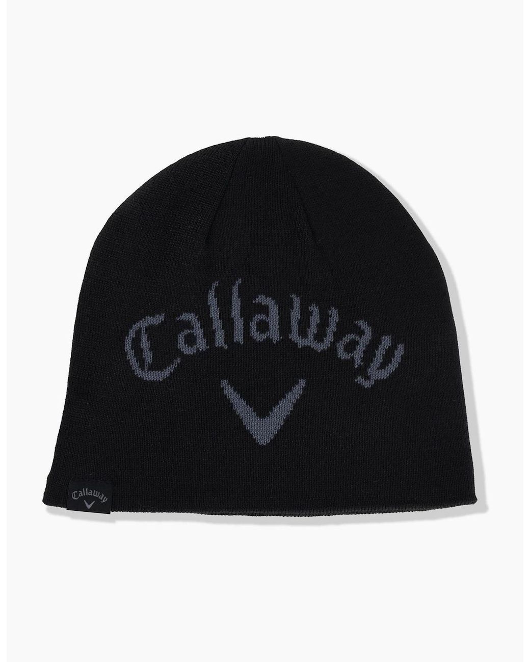 Callaway Apparel Black Reverse Wordmark Beanie With Logo for men
