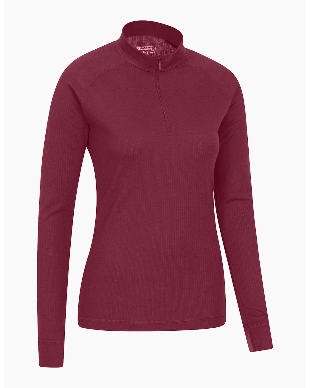 Mountain Warehouse Red Ladies Talus Zip Neck Long-Sleeved Thermal Top