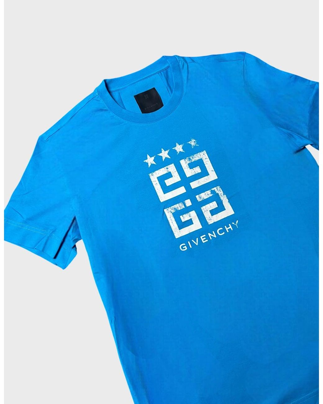 Givenchy Blue 4G Emblem Slim Fit T Shirt Mineral for men