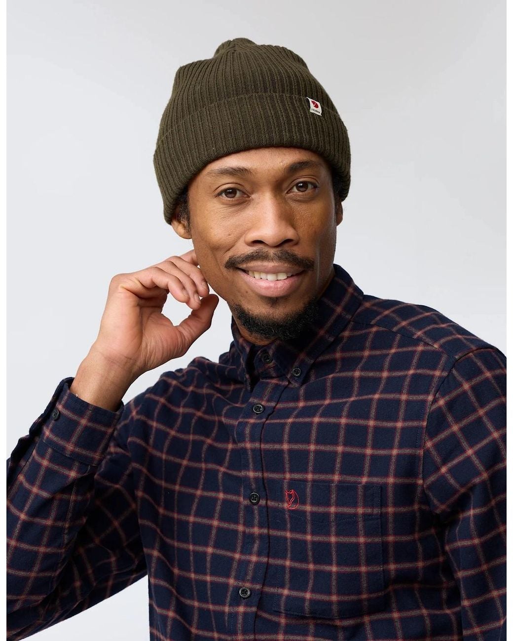 Fjallraven Blue Övik Flannel Long Sleeve Shirt for men