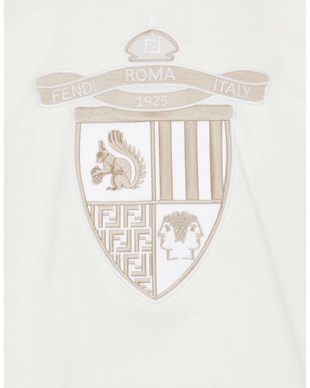 Fendi White Roma Crest Maxi Patch T-Shirt for men
