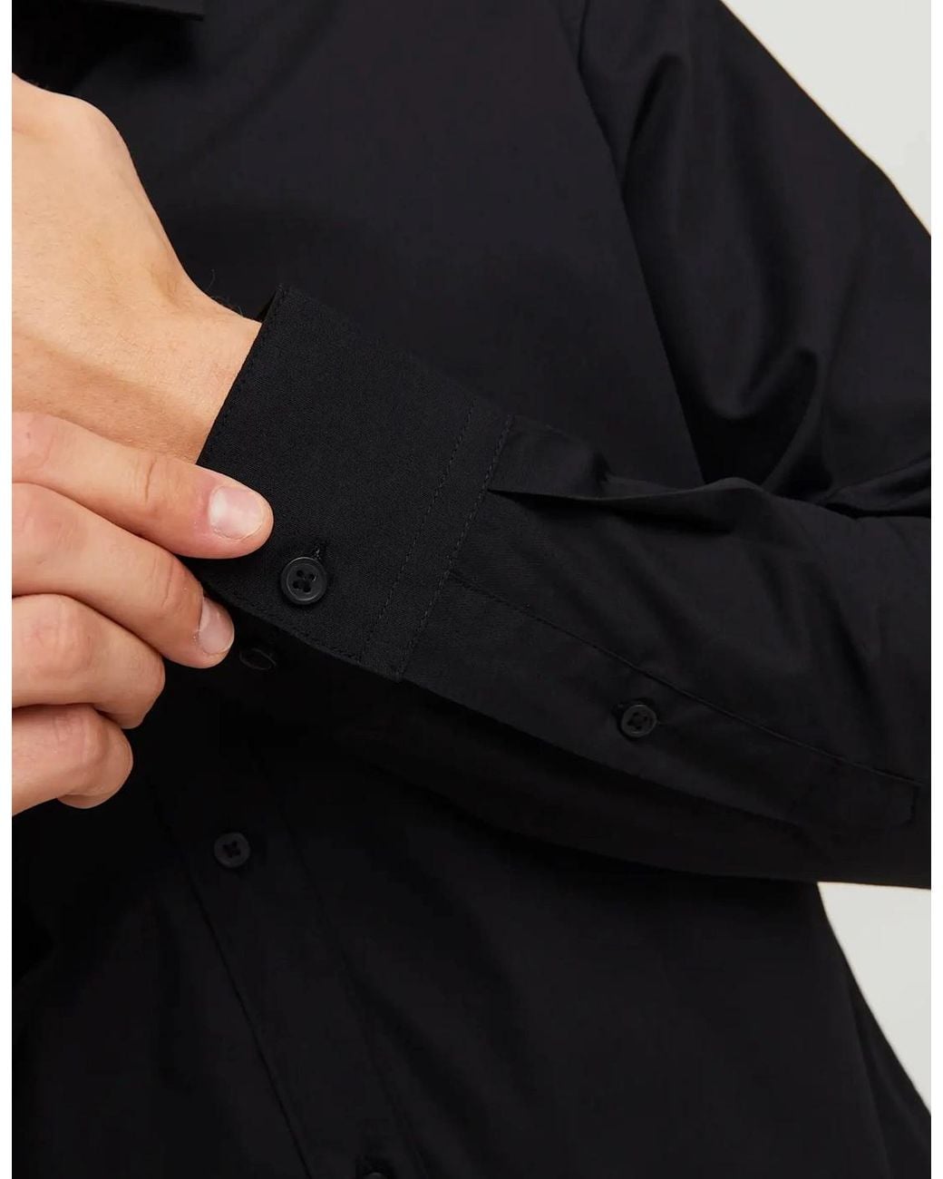Jack & Jones Black Jje Joe Slim Fit Long Sleeve Shirt for men