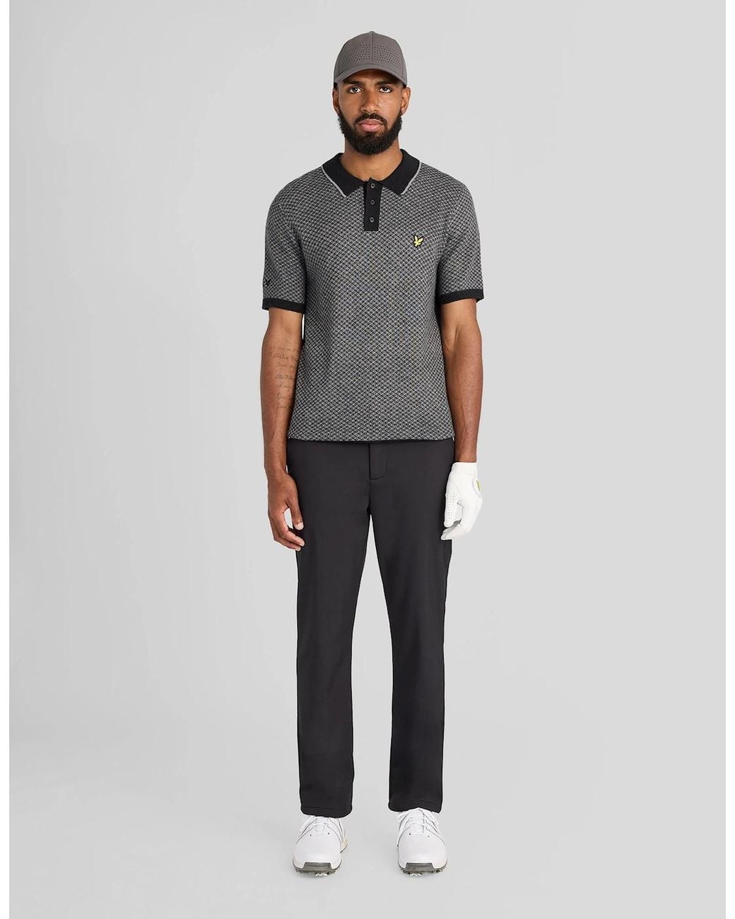 Lyle & Scott Gray Cashmere Blend Cross Hatch Polo Shirt for men