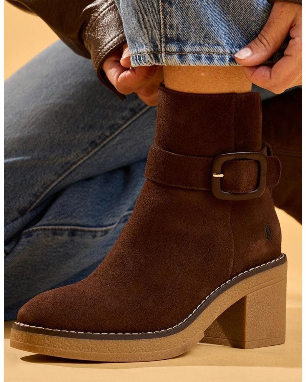 Hush Puppies Blue Fearne Buckle Boot Ankle Boots Chocolate