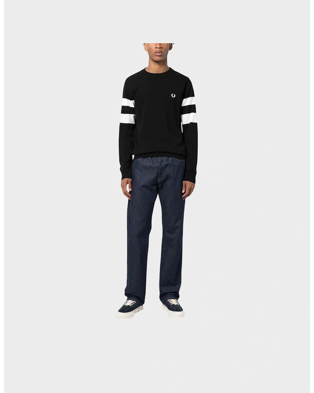 Fred Perry Black Ringer Embroidered Cotton Sweatshirt