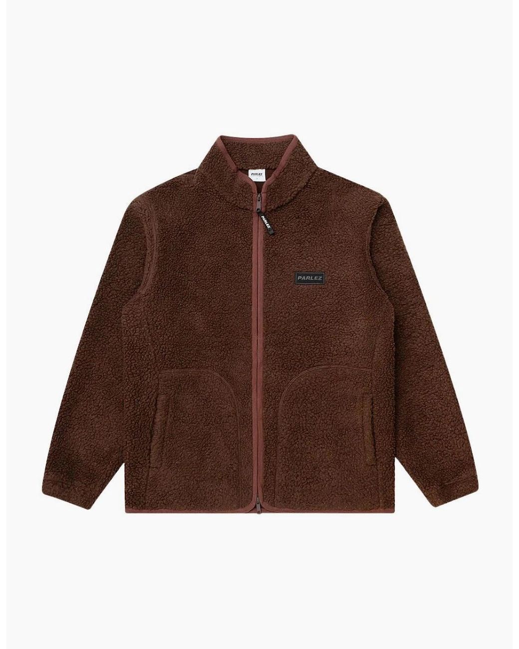 Parlez Brown Amity Zip Thru Coffee Fleece for men