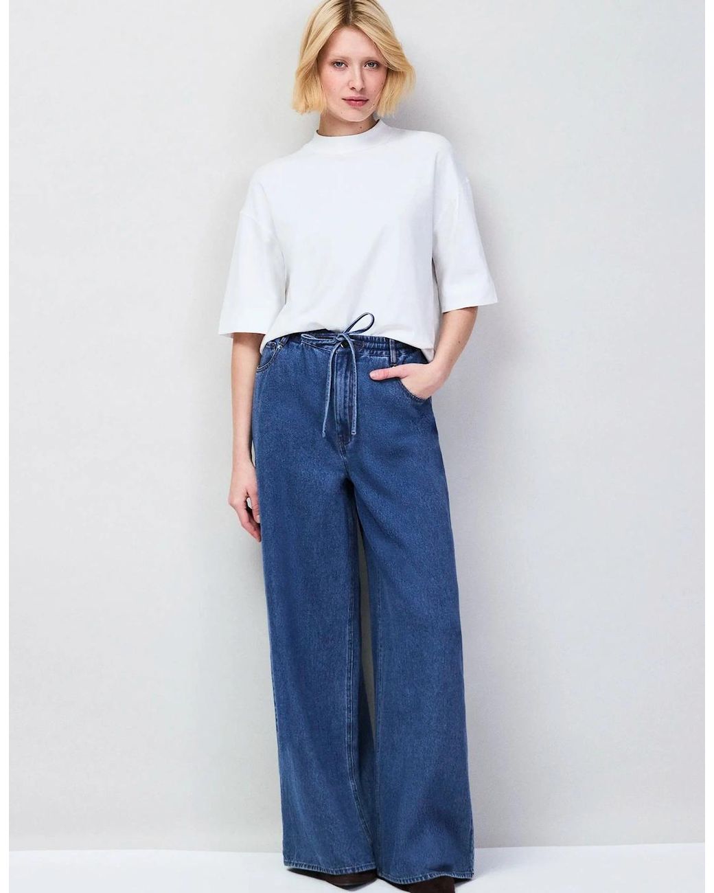 Ro&zo Blue Denim Drawstring Wide Leg Jeans