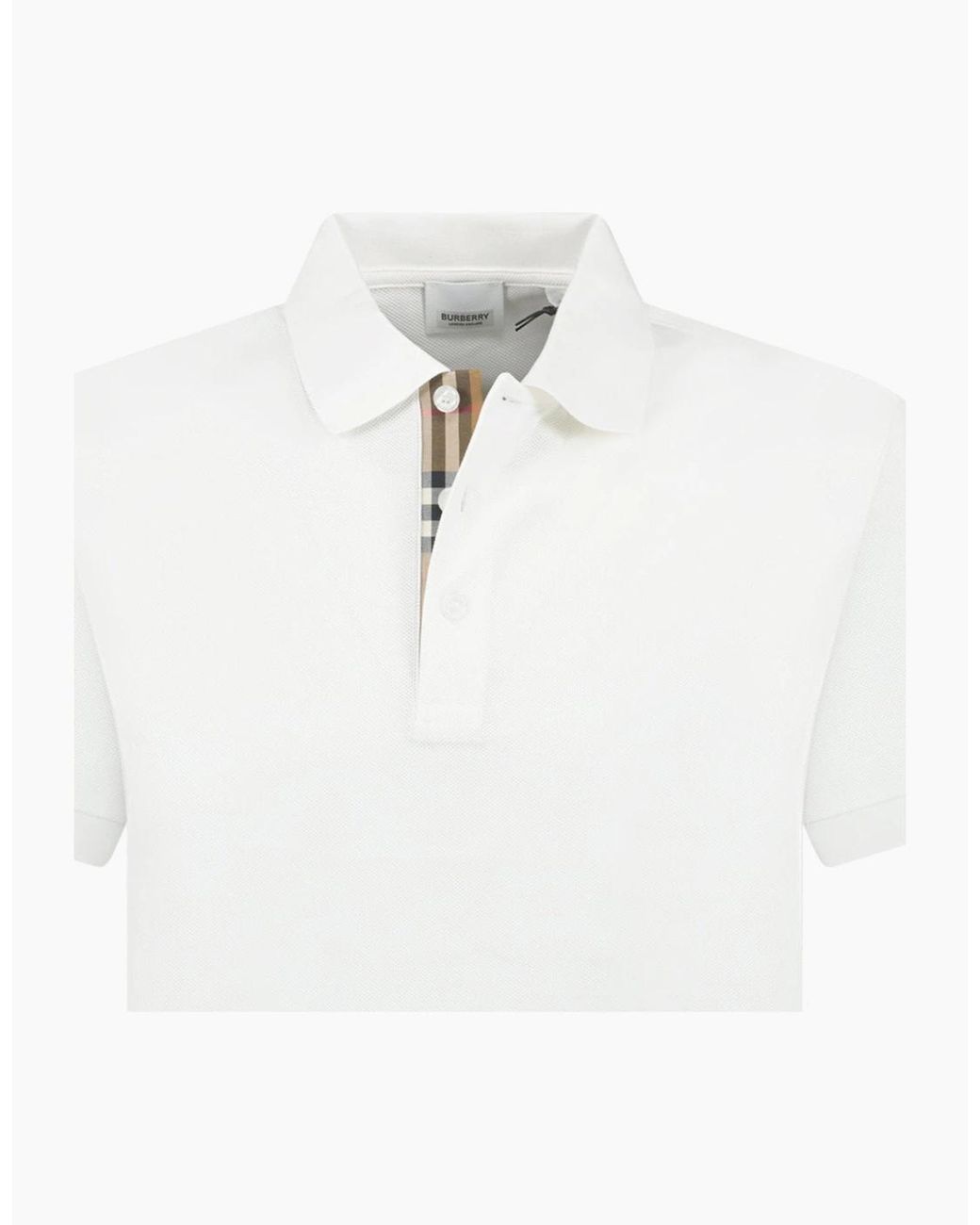 Burberry White 'Hartford' Check Placket Polo for men