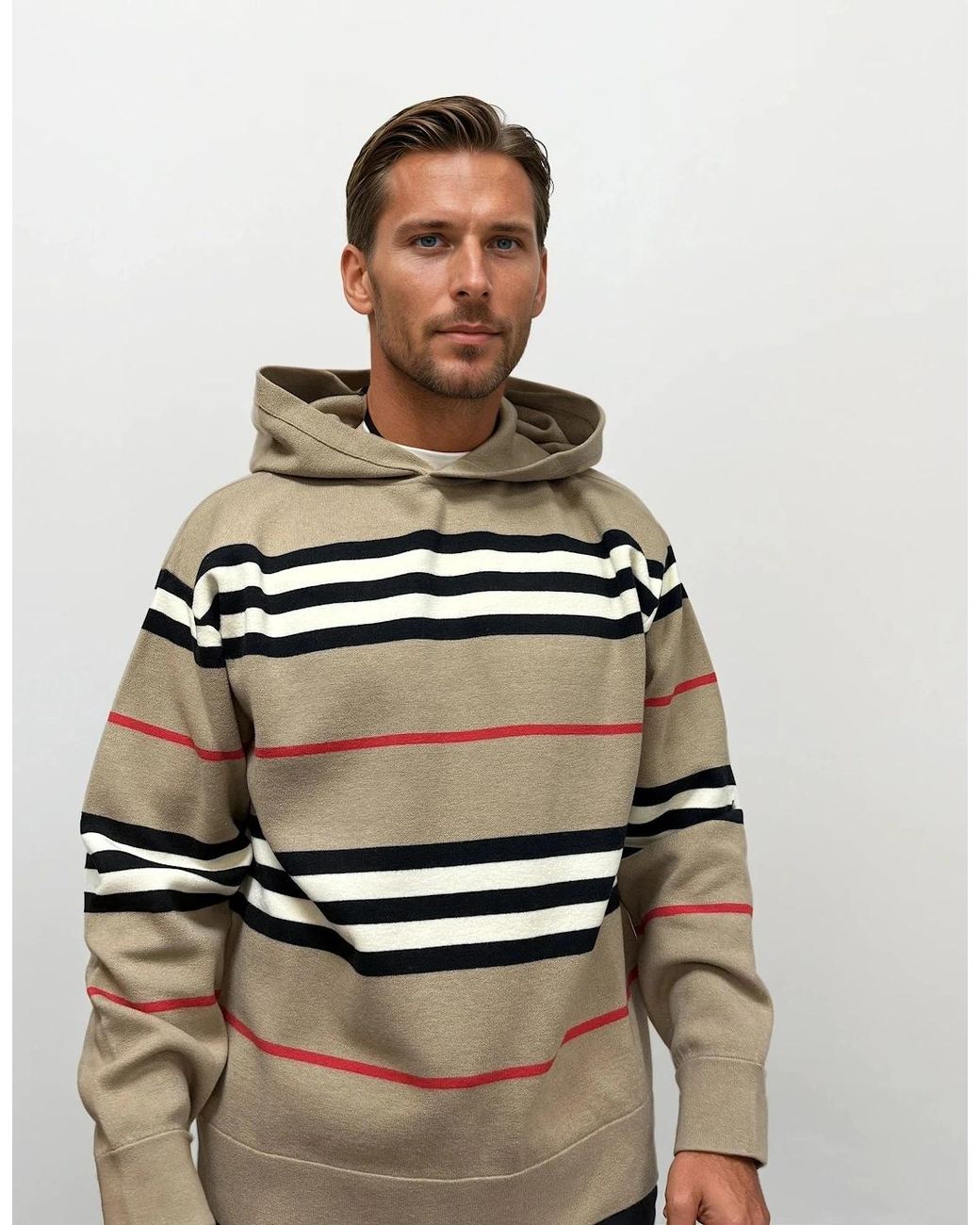 Burberry Natural 'Sandby' Check Hoodie Archive for men