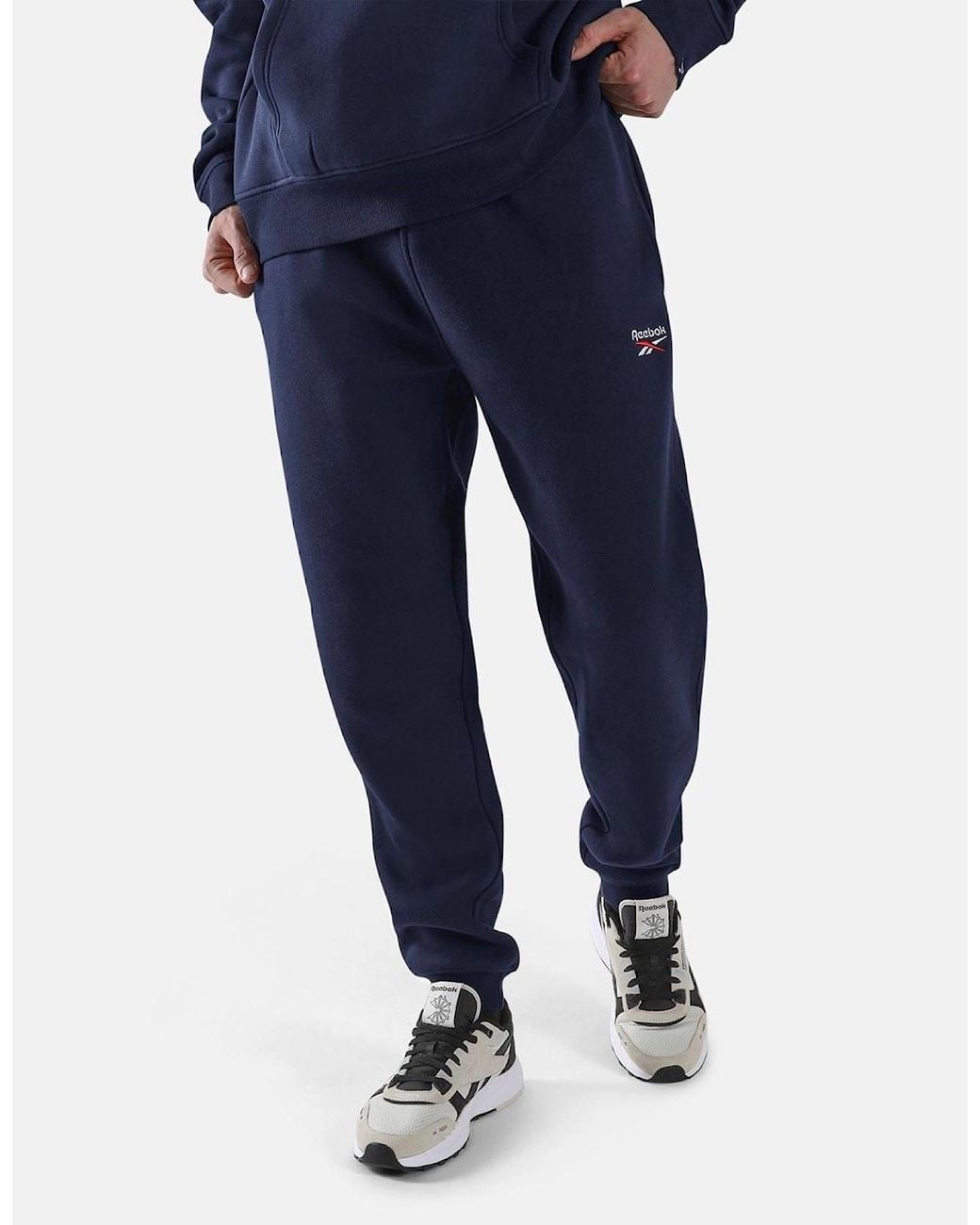 Reebok Blue Id 2-Colour Logo Cuffed Joggers Cotton Joggers for men