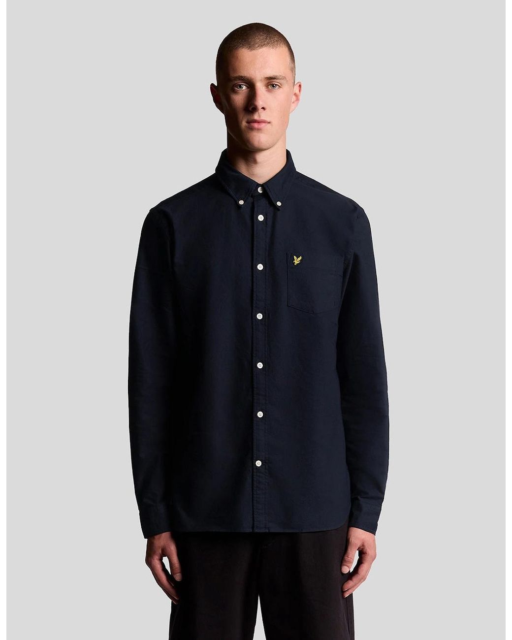 Lyle & Scott Blue Cotton Button Down Oxford Shirt for men