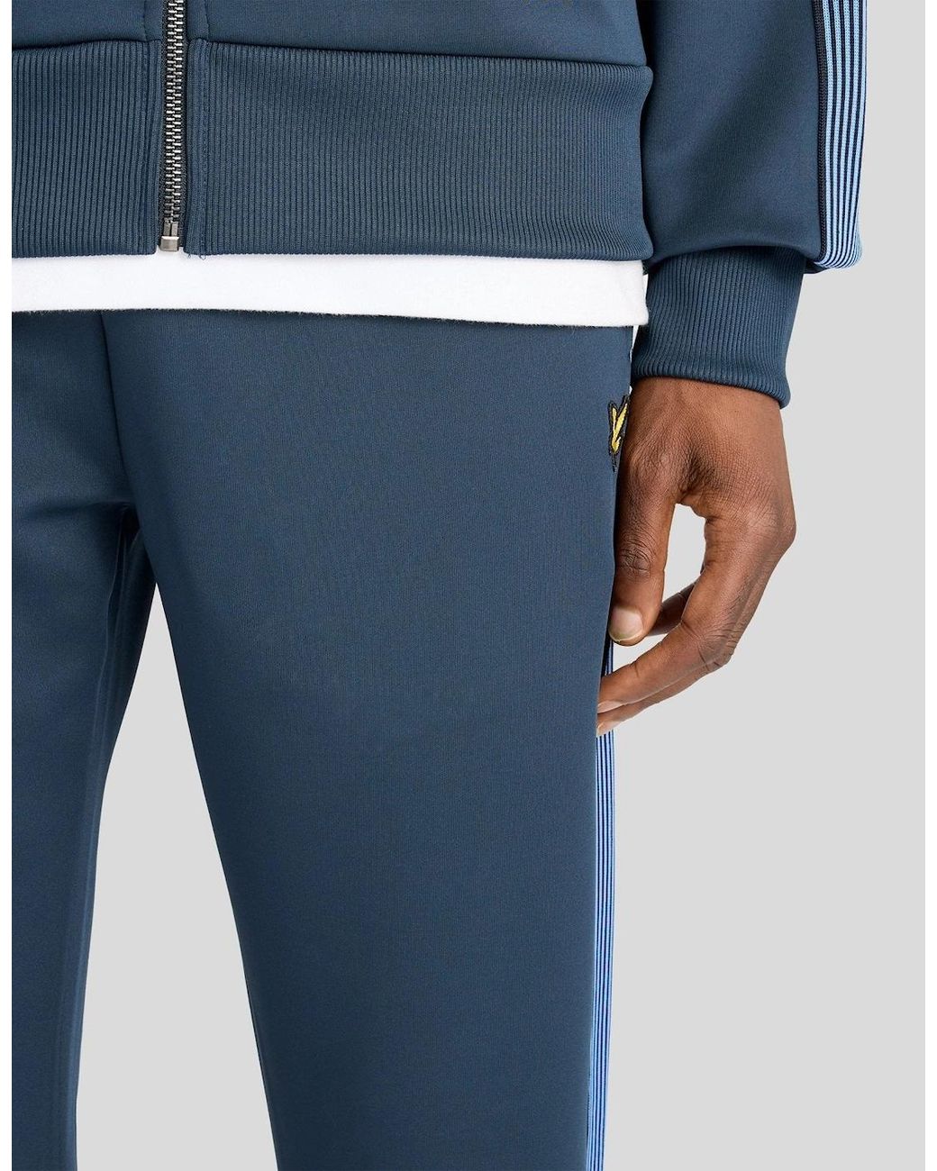 Lyle & Scott Blue Striped Taped Trackpant for men