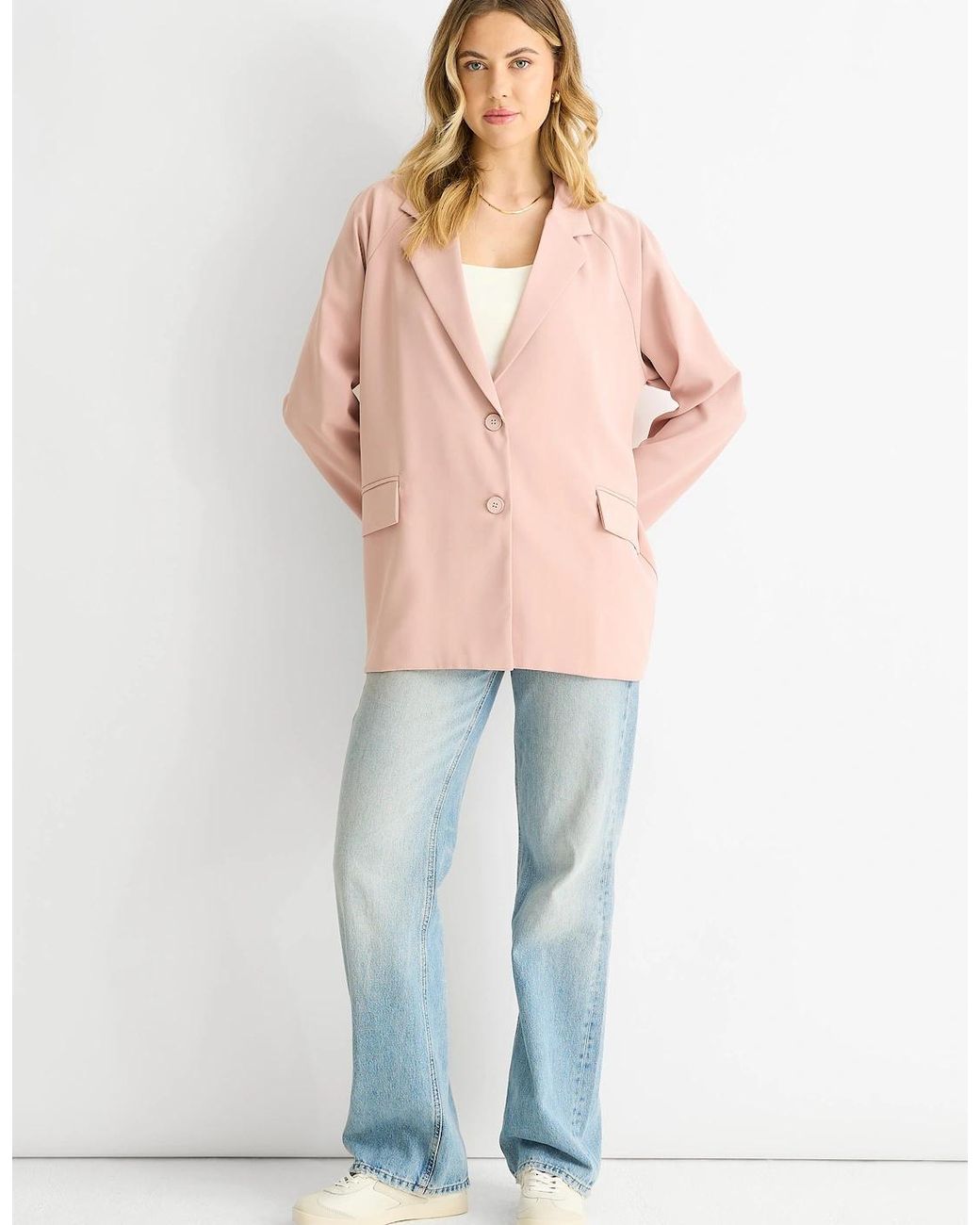 Gini London Blue Blush Oversized Tailored Blazer