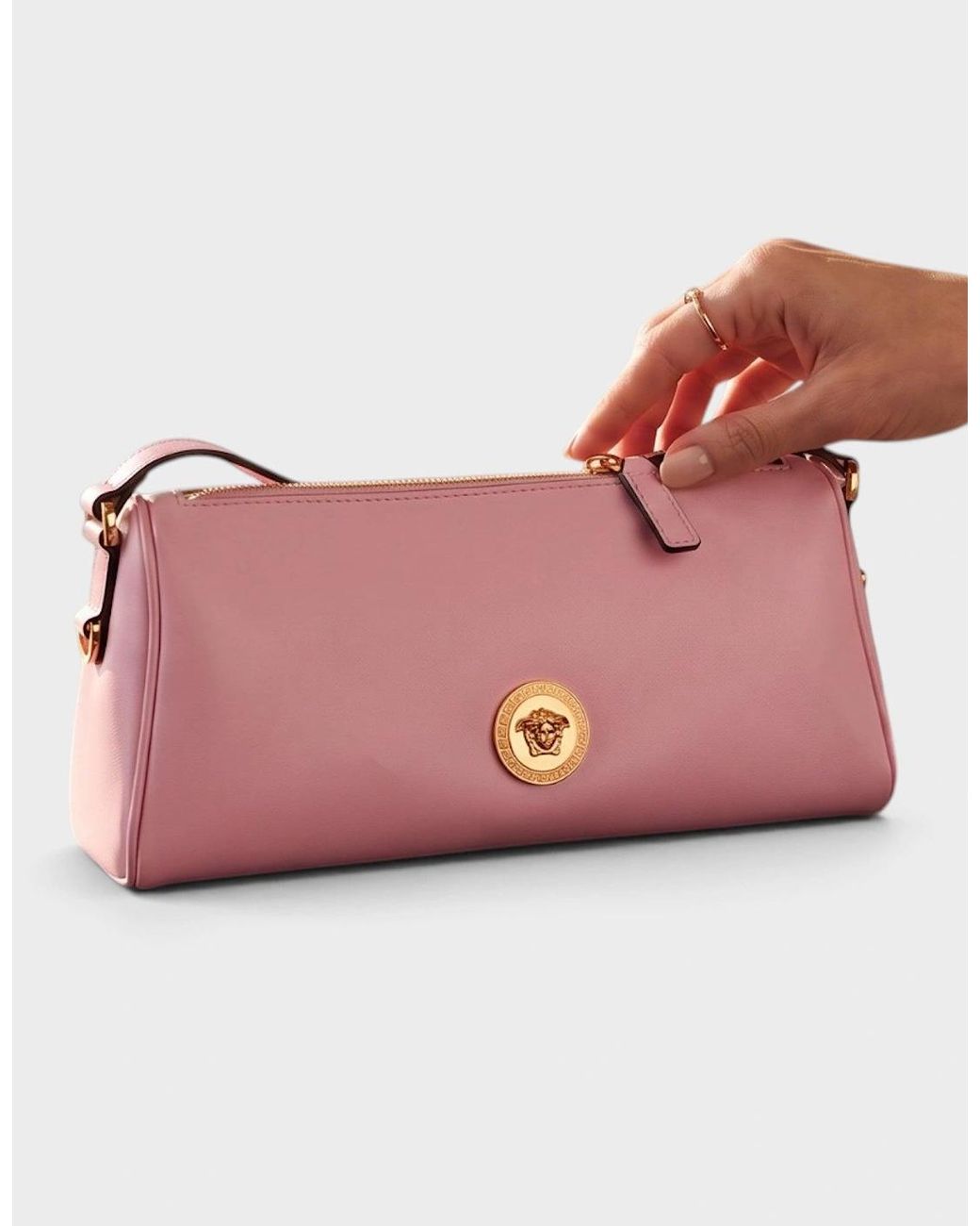 Versace Pink Medusa Leather Shoulder Bag