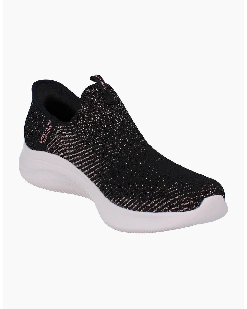 Skechers Black Hands Free Slip-Ins Ultra Flex 4.0 Midnight Sparkle Shoes 150805 Trainers Bkrg