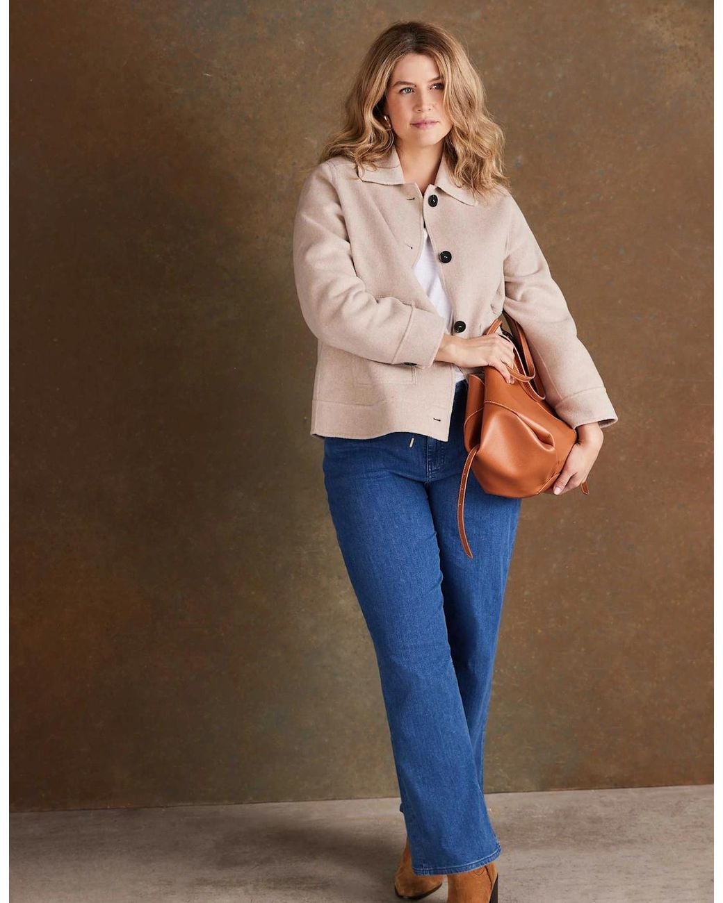 Live Unlimited London Natural Oatmeal Short Double Faced Jacket
