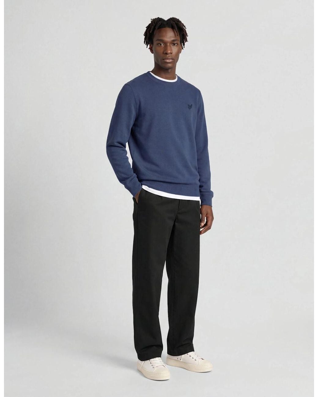 Lyle & Scott Blue Superfine Cotton Crew Neck Jumper for men