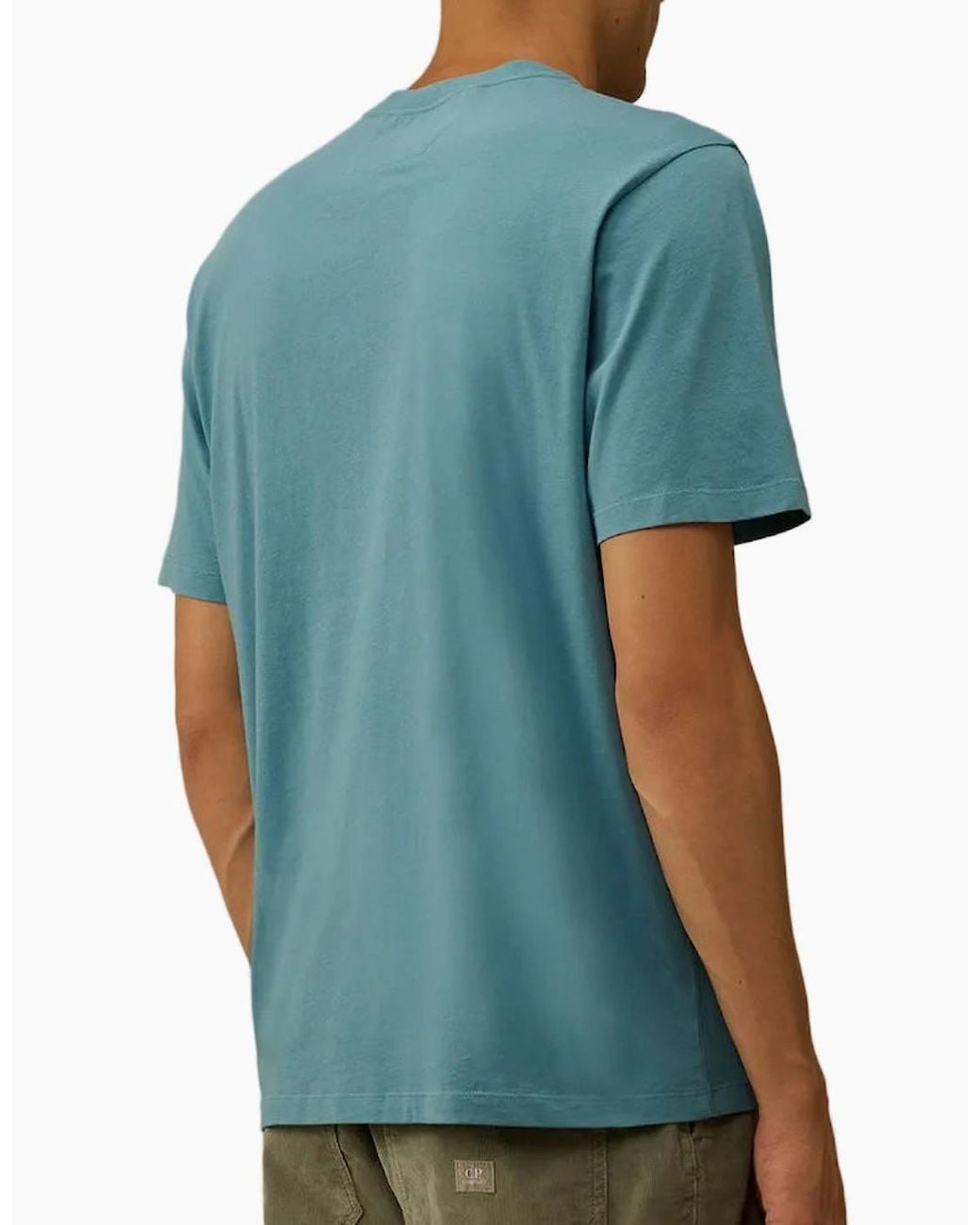 C P Company Blue Vertical Logo Print T-Shirt for men