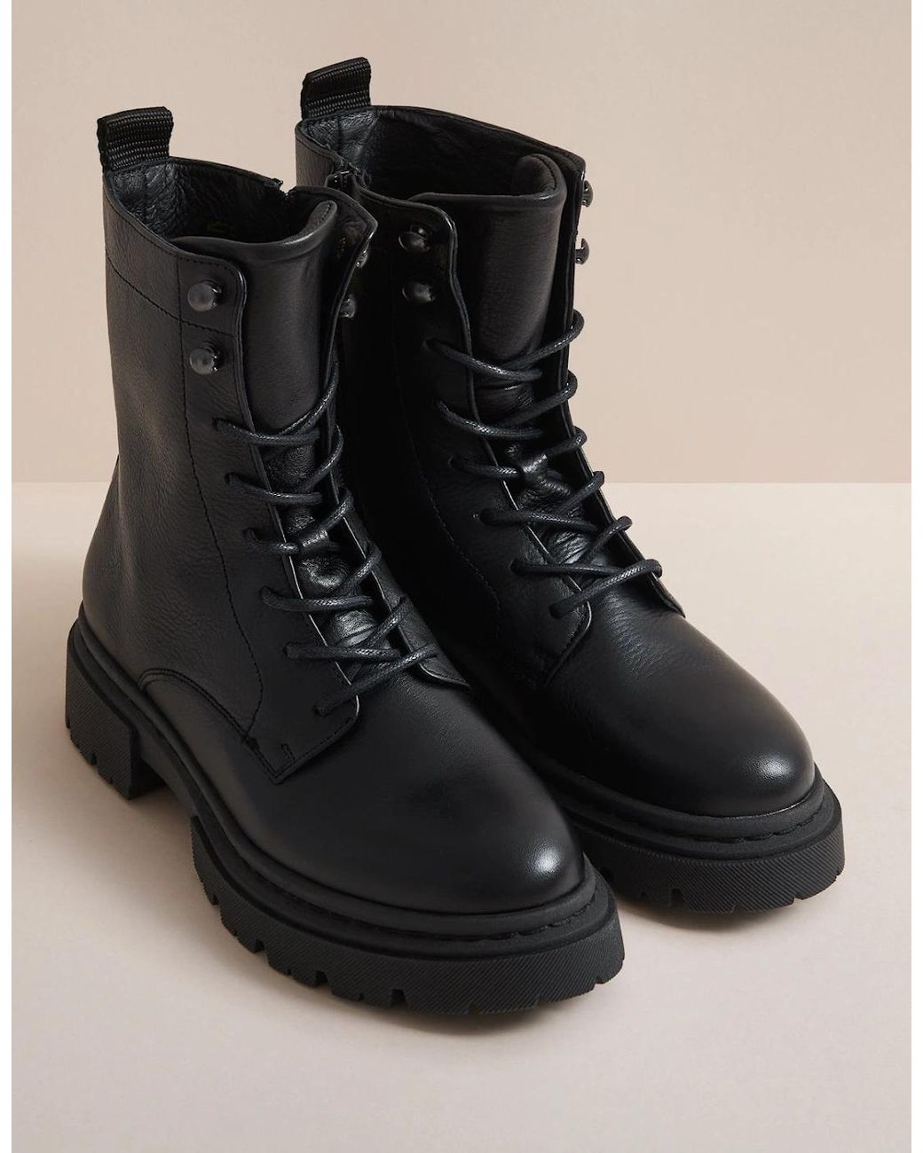 Hudson Black Ripley Leather Combat Boot