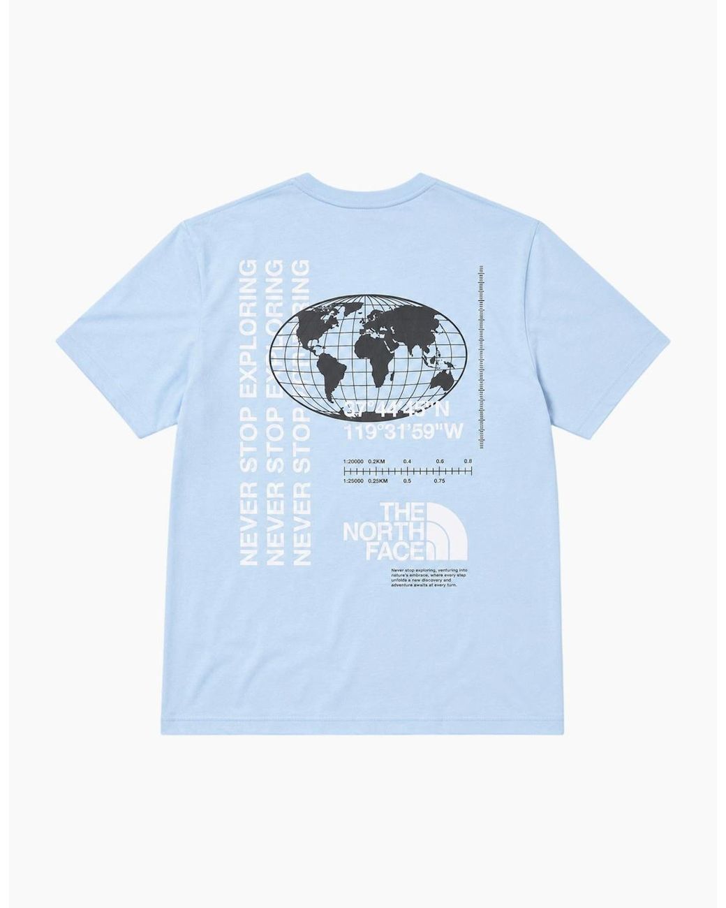 The North Face Blue T Shirt M Energy Globe Crew Neck Short Sleeve Cotton Tee for men