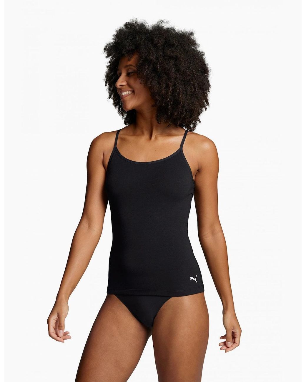 PUMA Black Cotton Modal Slim-Fit Camisole Top