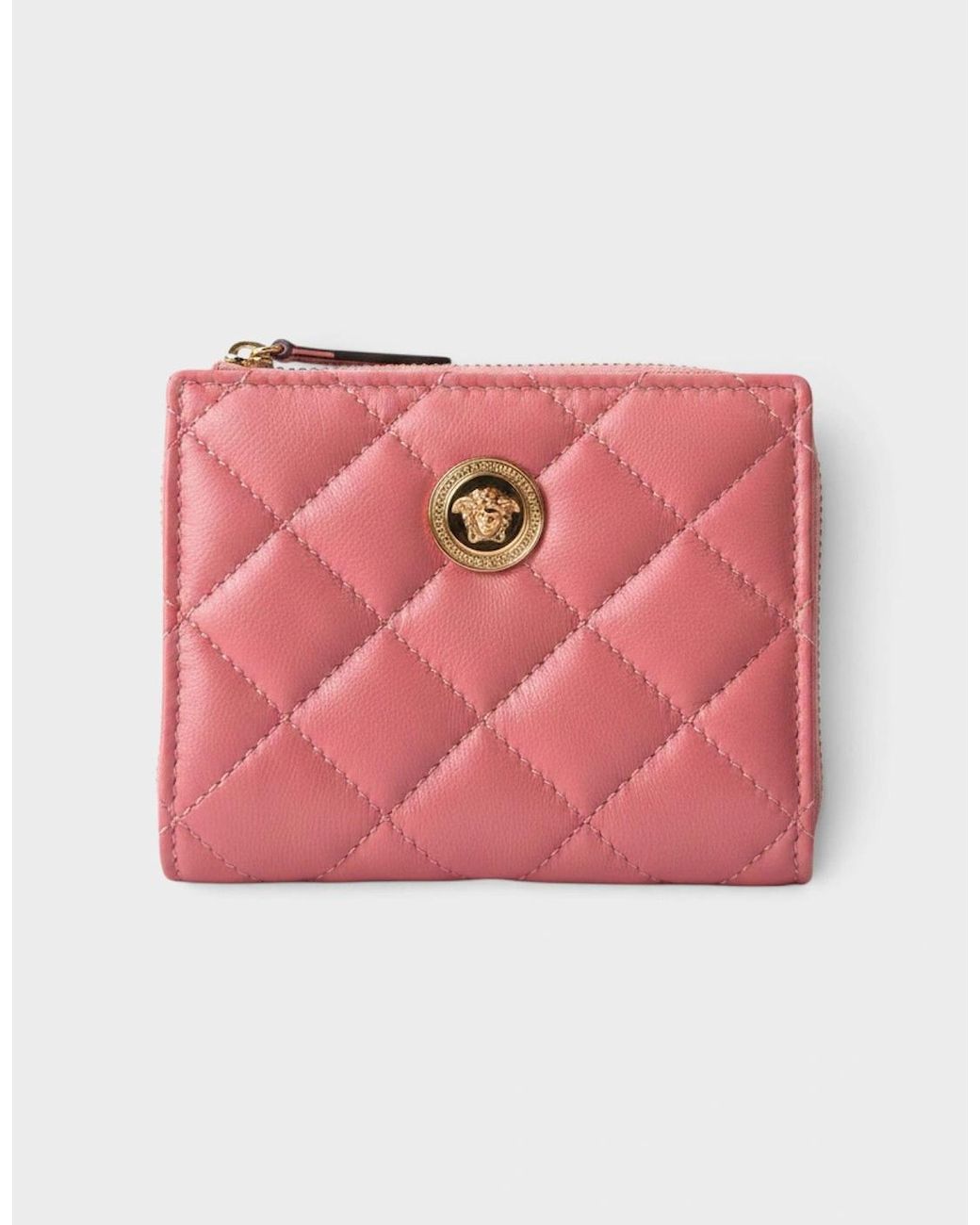 Versace Pink Medusa Head Quilted Wallet
