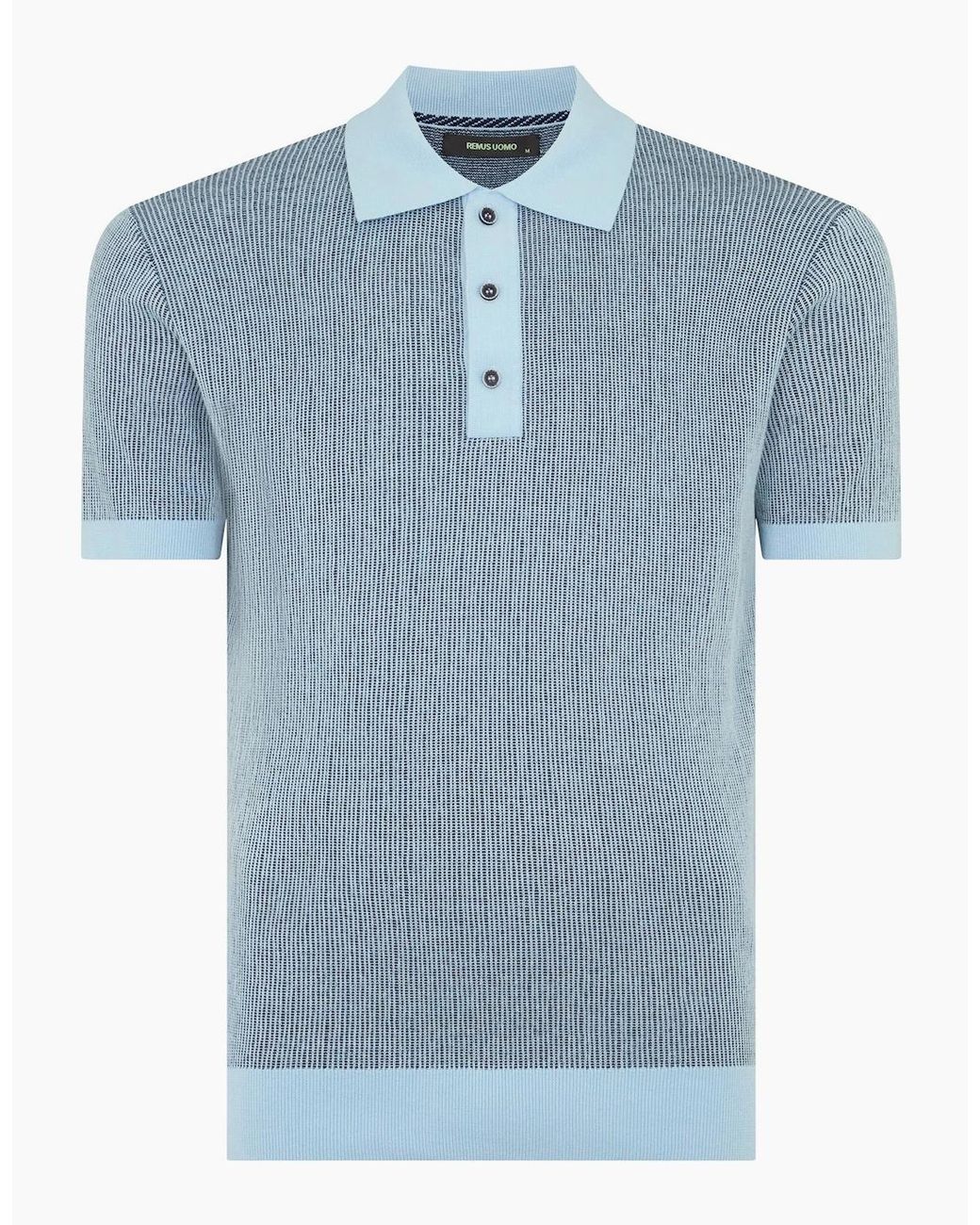 Remus Uomo Blue Knitted Polo Shirt for men