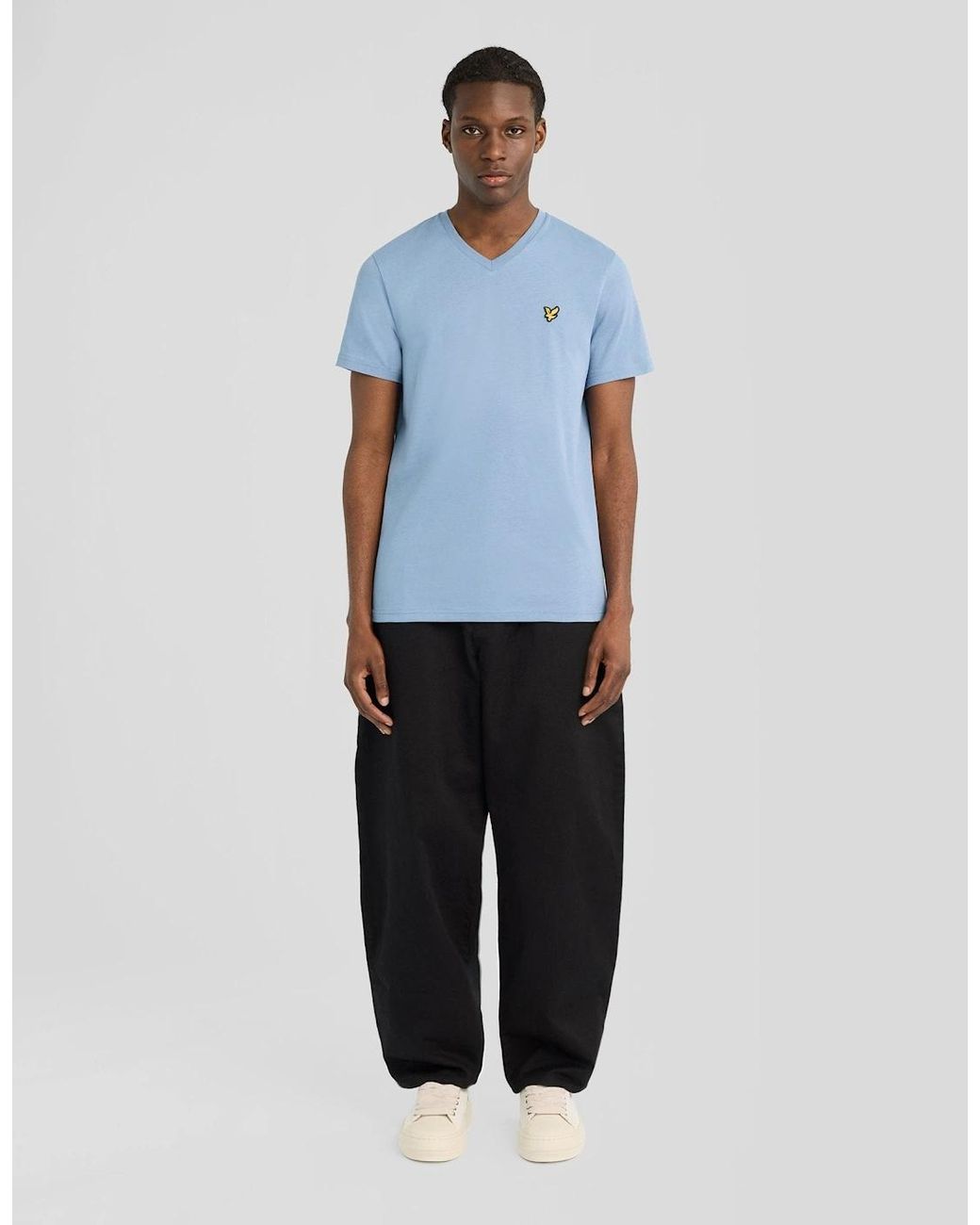 Lyle & Scott Blue Cotton V-Neck T-Shirt for men
