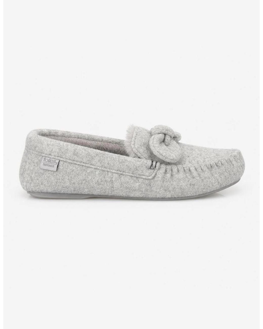 Totes Gray Isotoner Brushed Marl Moccasin Slippers Moccasins