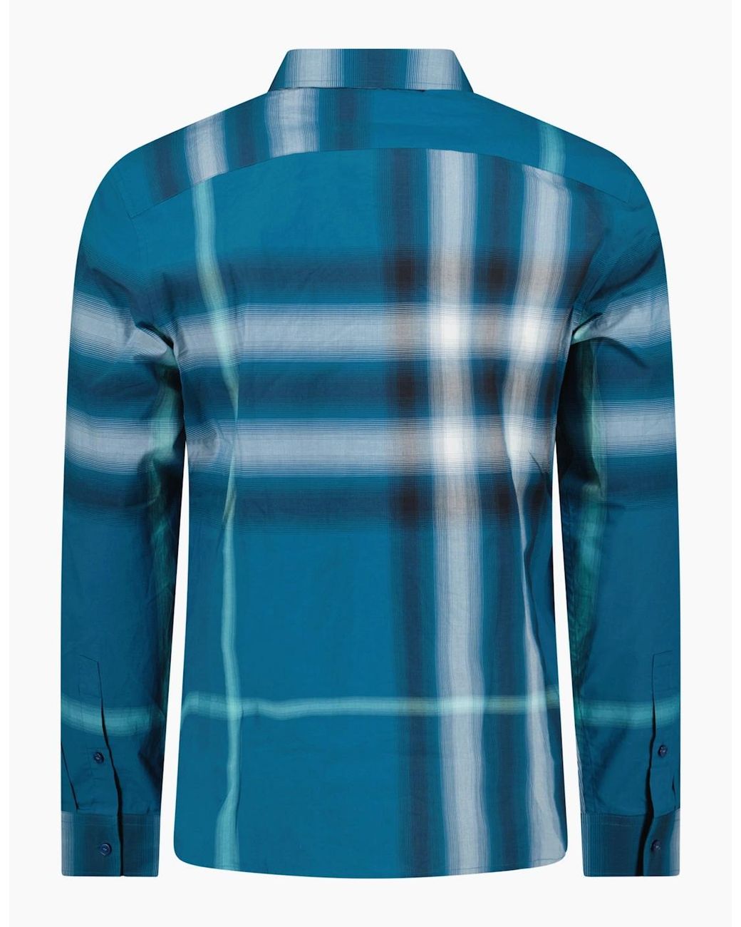 Burberry Blue Claverdon Maxi Check Cotton Shirt for men