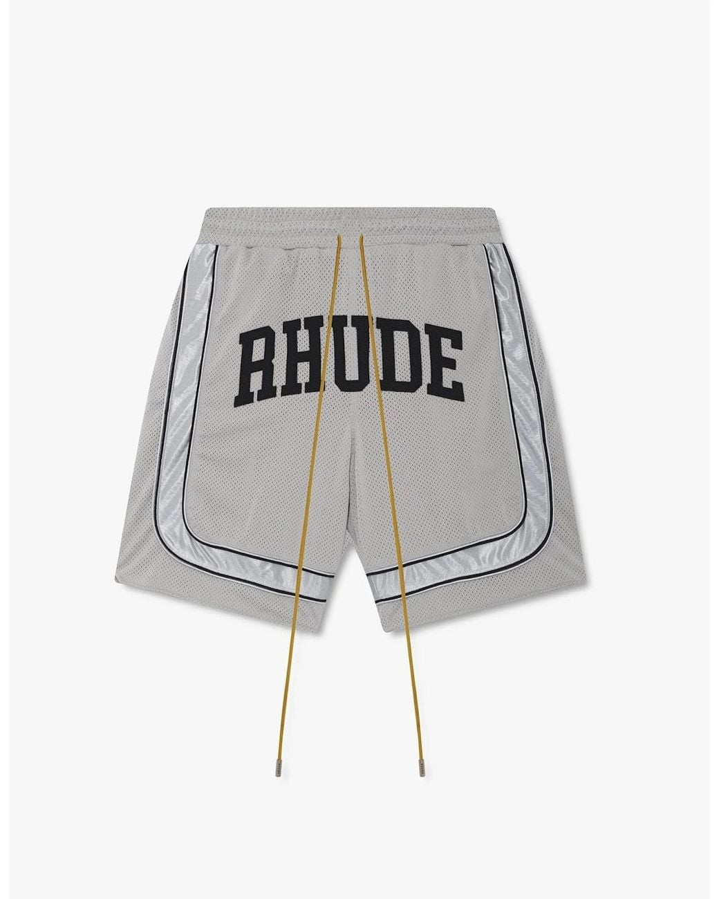 Rhude White Baggy Mesh Collegiate Shorts for men