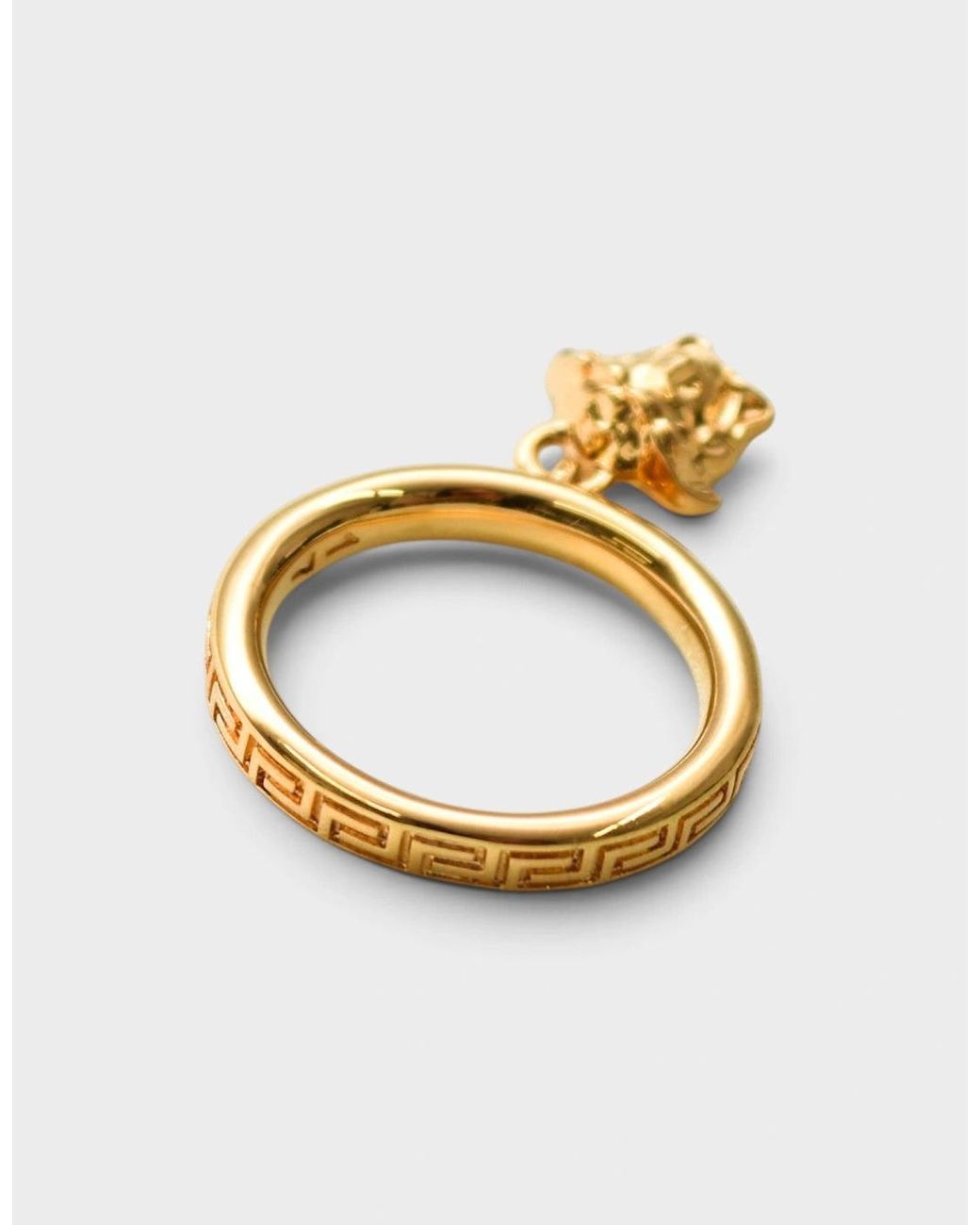 Versace Metallic Medusa Head Greca Ring