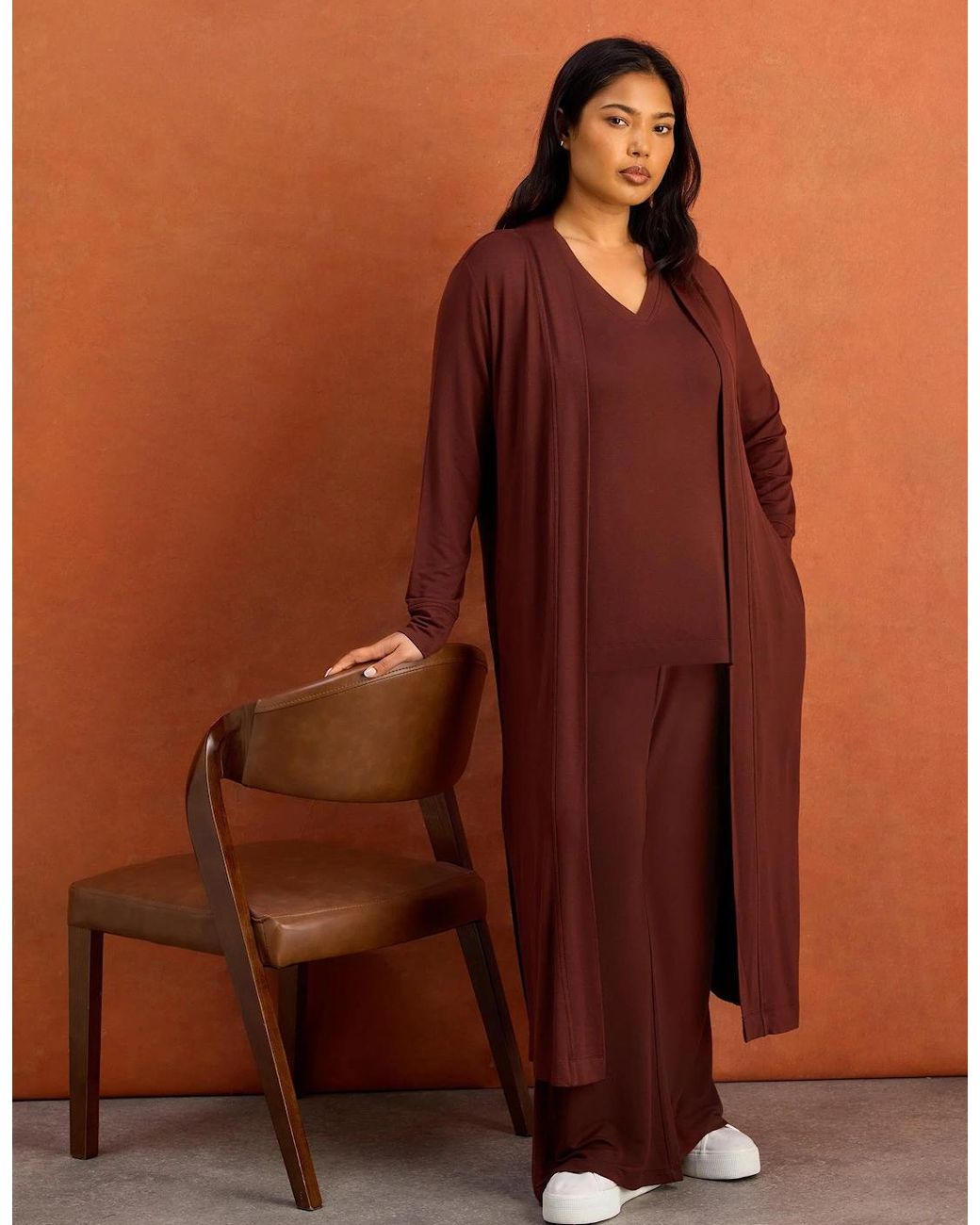 Live Unlimited London Brown Supersoft Wide Leg Trouser