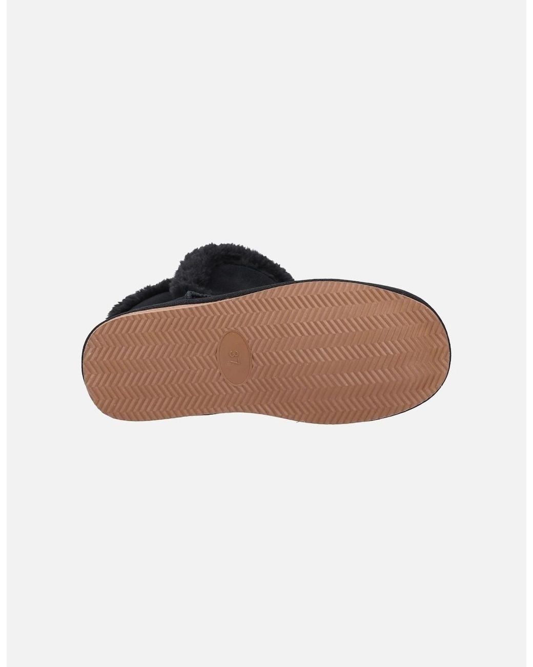 Hush Puppies Black Ashleigh Suede And Faux Fur Slippers