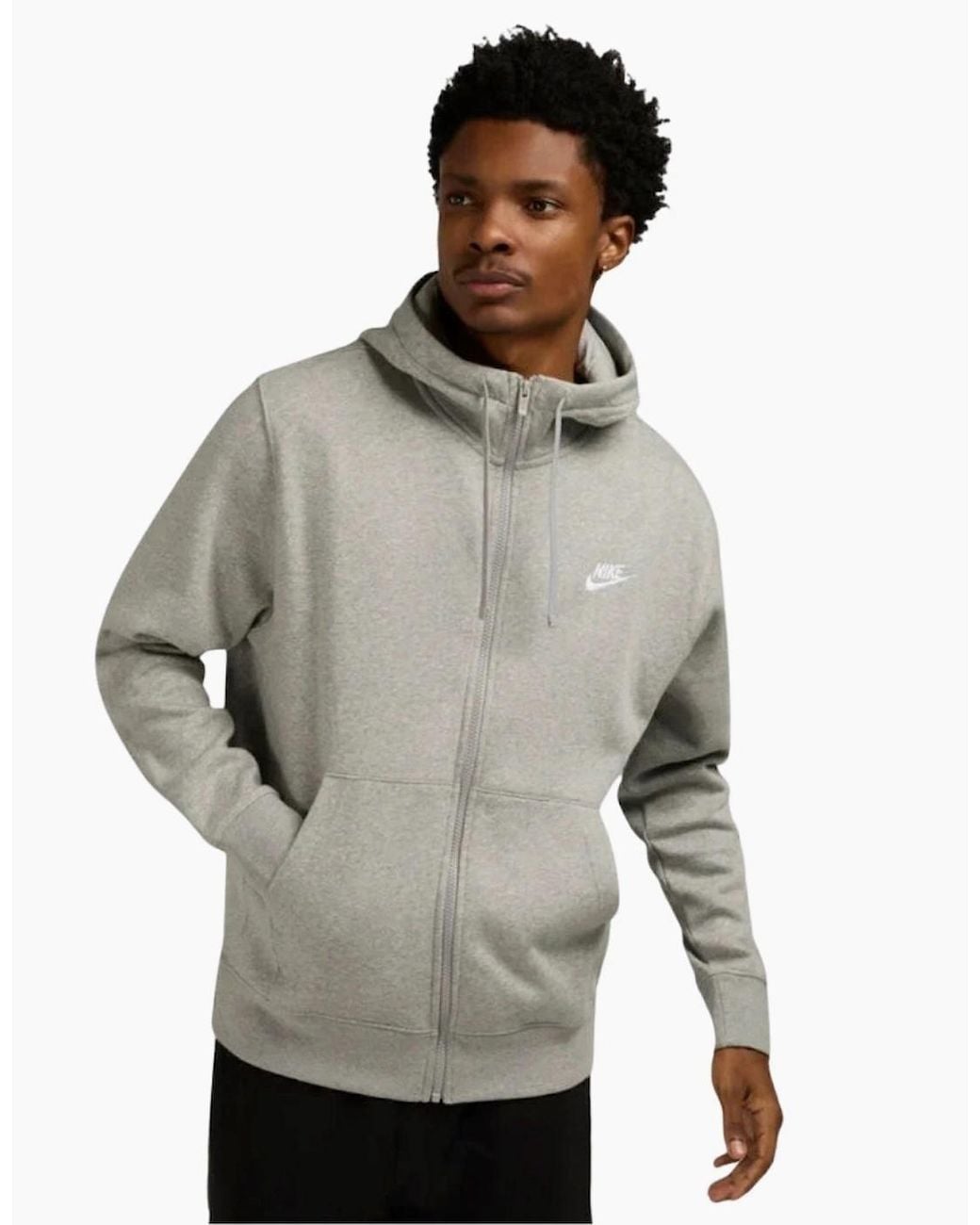 Nike Gray Club Fleece Pullover Full Zip Hoodie for men