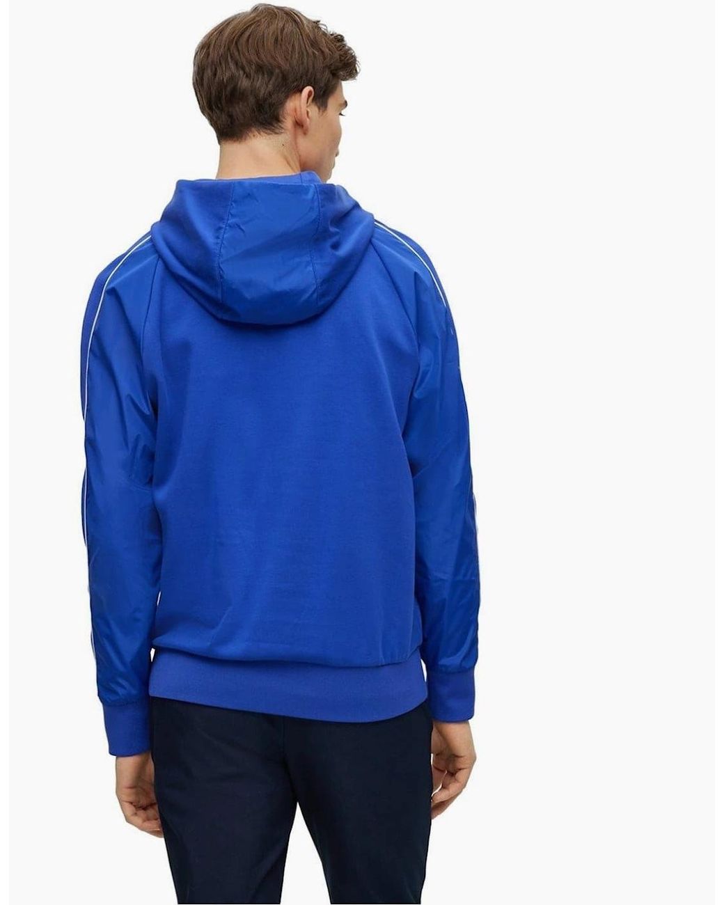 Boss Blue Hooded Neck Raglan Sleeve Sweatshirt for men