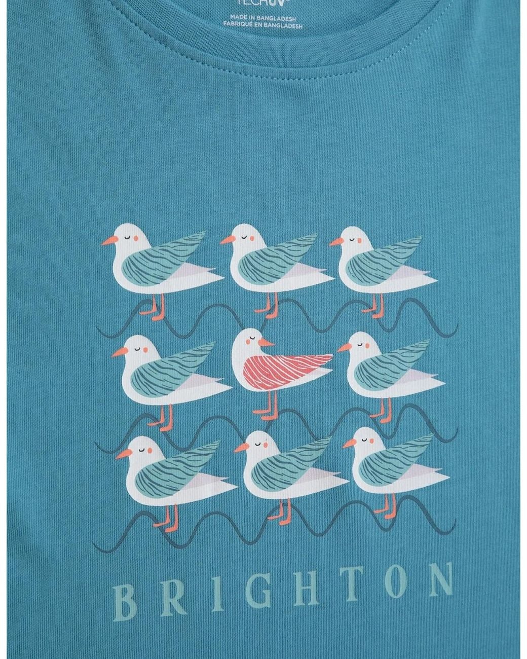 Mountain Warehouse Blue Brighton Cotton Lightweight Regular T-Shirt
