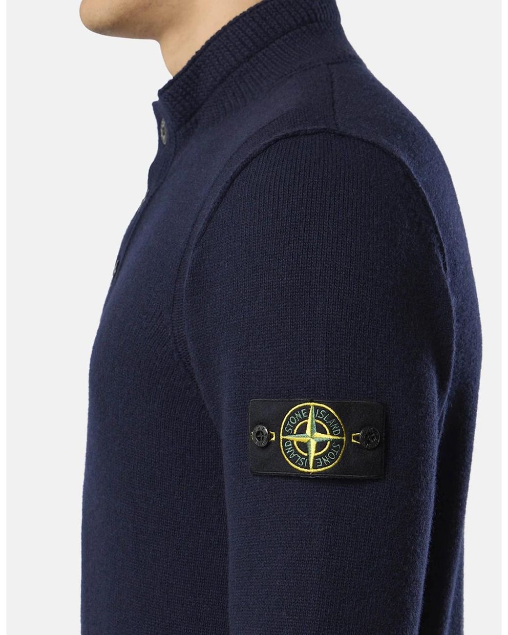 Stone Island Blue Button Thru 5100040 Sweater for men