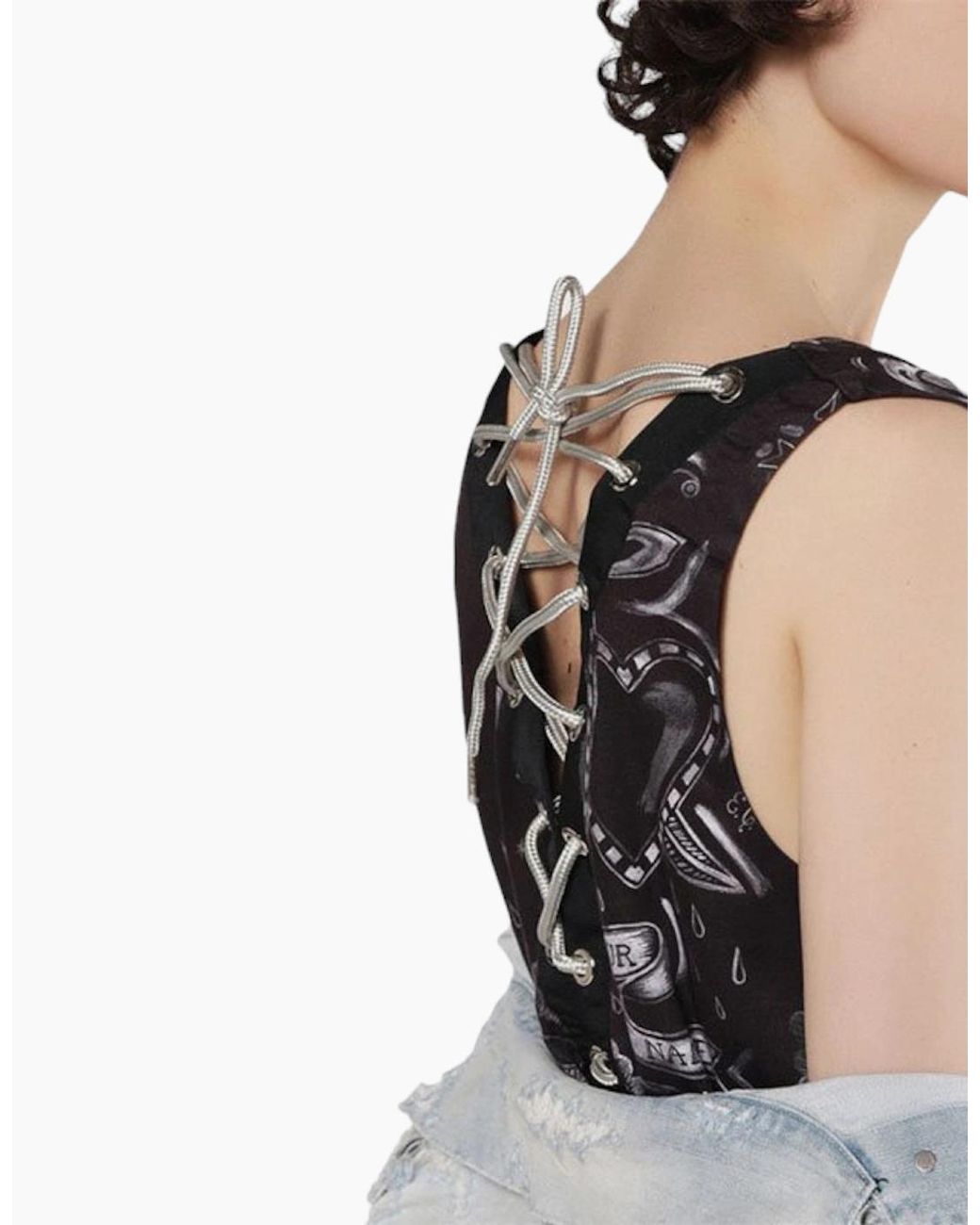 DIESEL Black D May Long Dress V Neck Ebony Casual Party Outwear Sleeveless Top