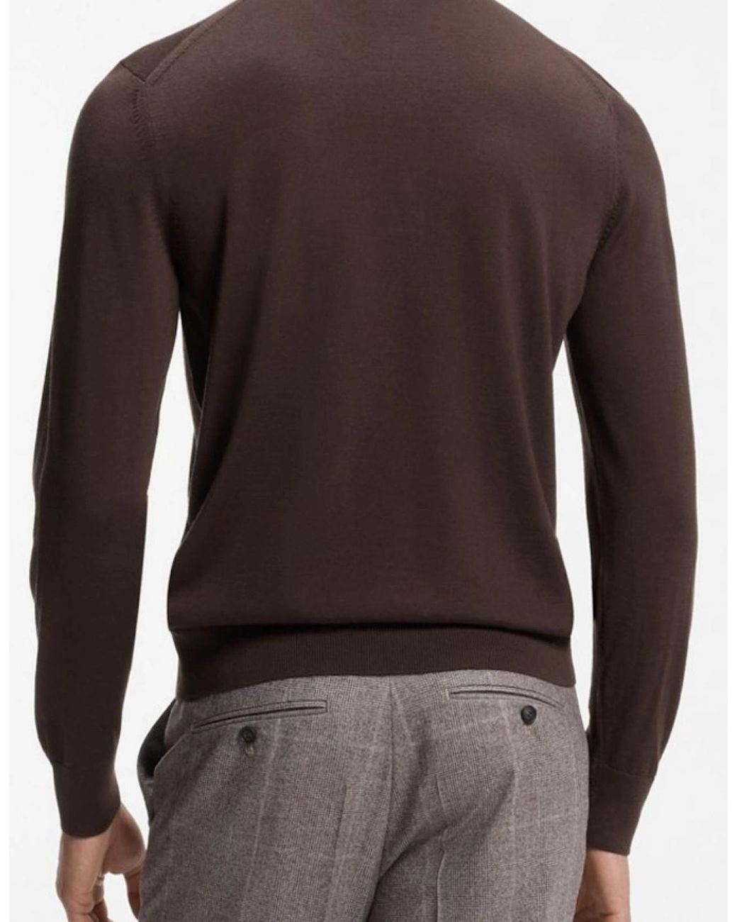 Boss Brown H-Lancione Merino Wool Polo Sweater for men