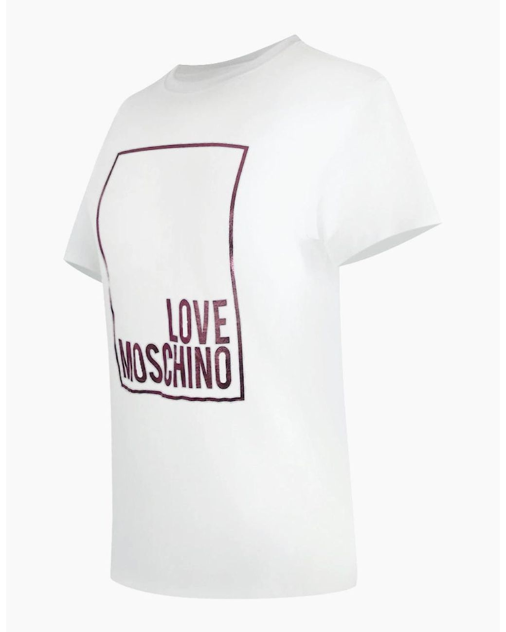 Love Moschino White Shiny Box Logo T-Shirt