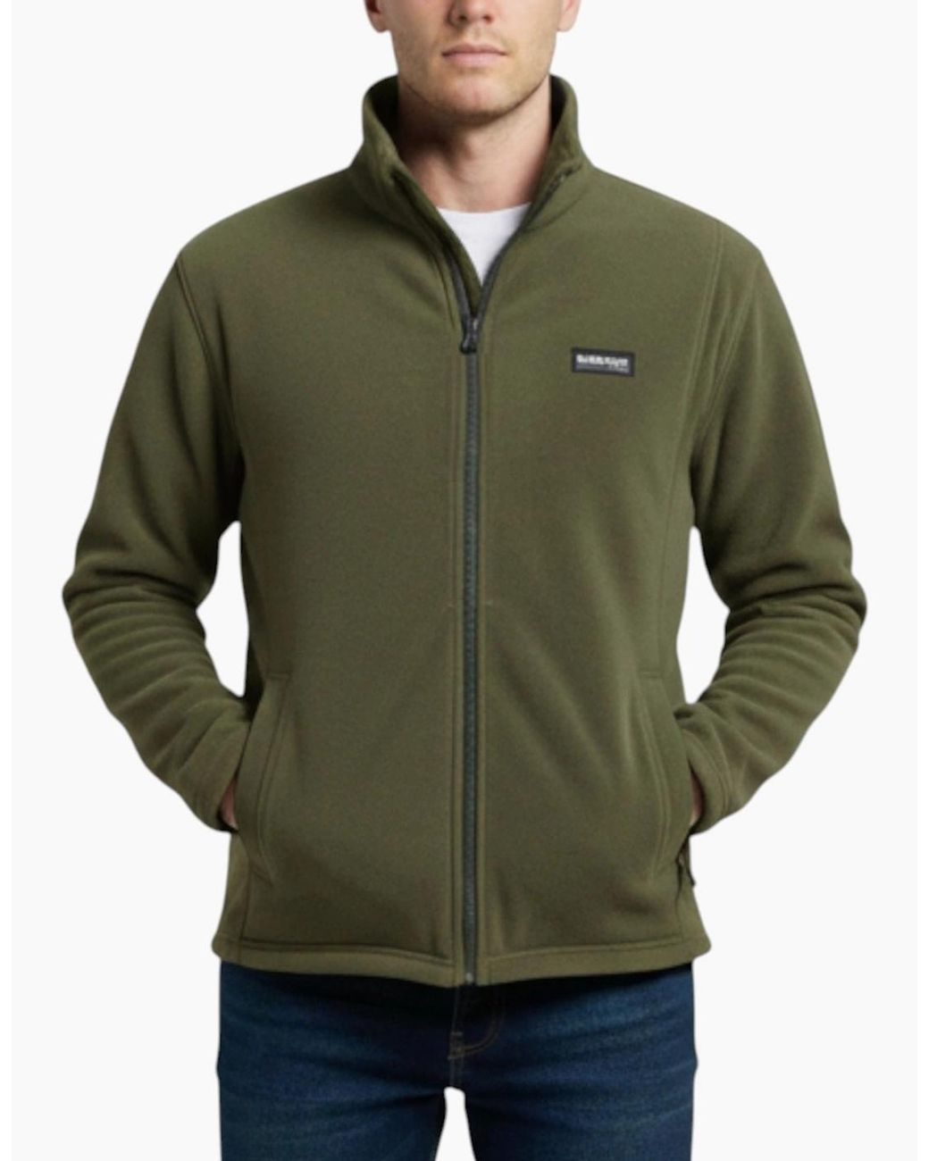 Burton Green Sweatshirt Full Zipper Jacket Long Sleeve High Neck Plain Jumper Top for men