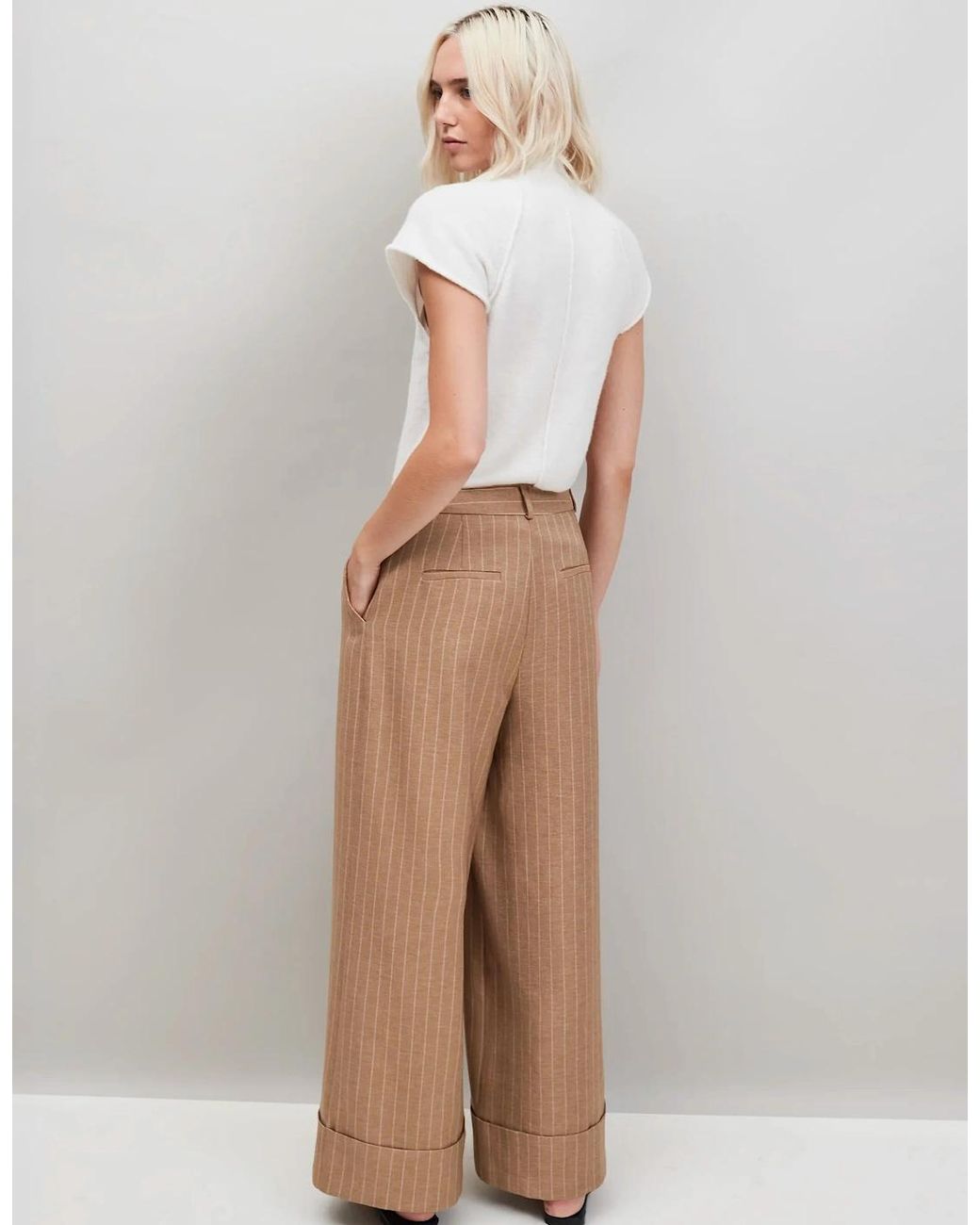Ro&zo Natural Caramel Pinstripe Trouser