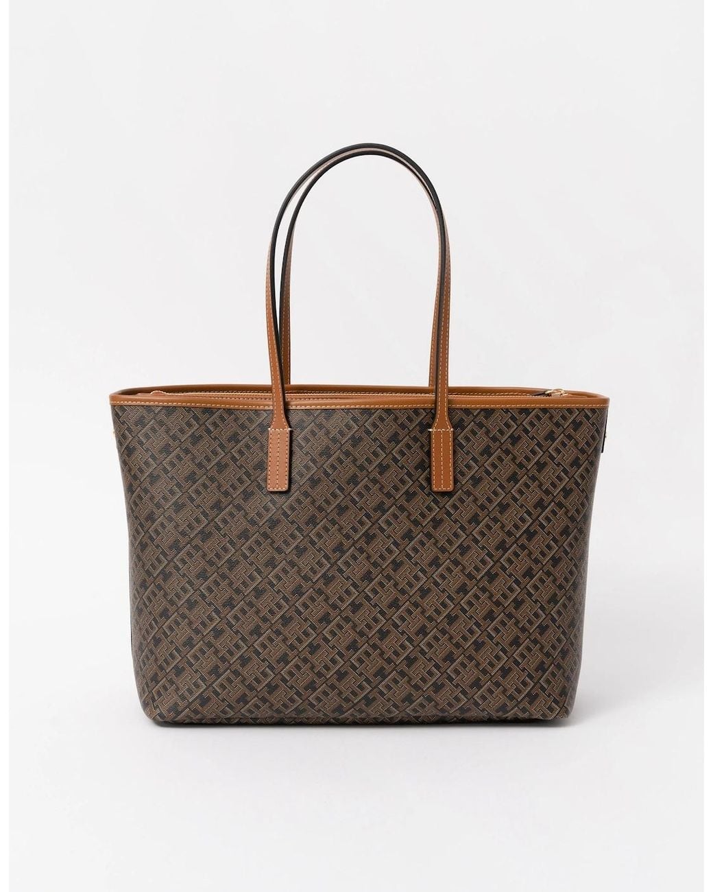 Tommy Hilfiger Brown Th Monoplay Mono Print Tote Bag